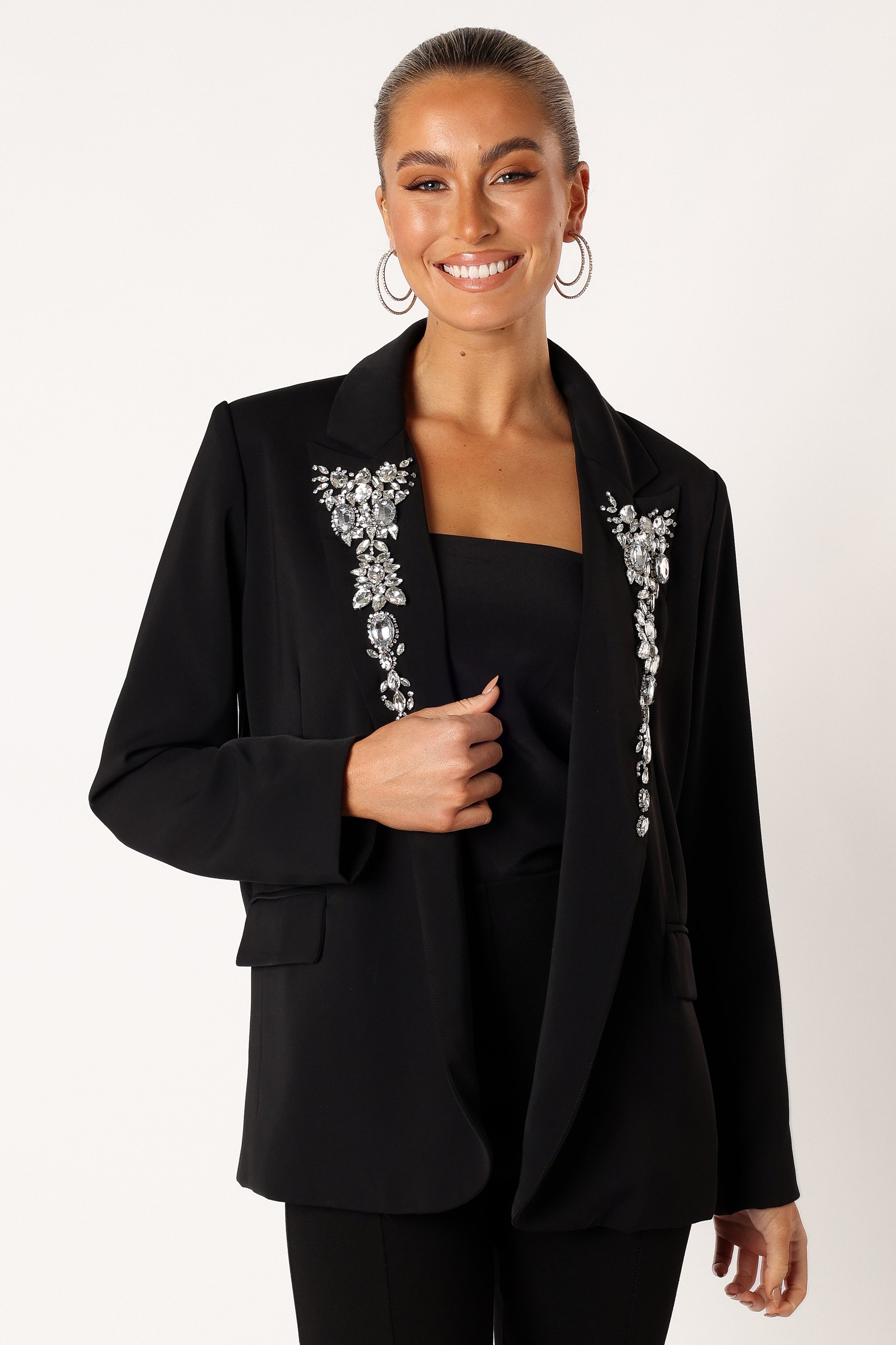 Petal and Pup USA OUTERWEAR Aubree Embellished Blazer - Black