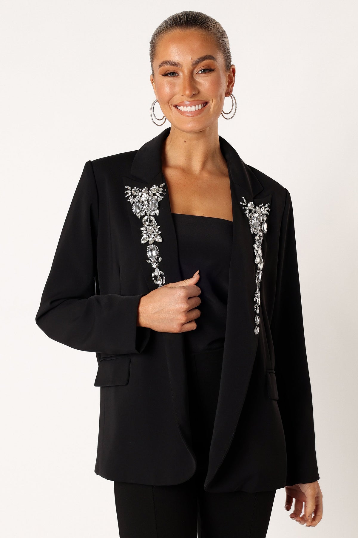 Petal and Pup USA OUTERWEAR Aubree Embellished Blazer - Black