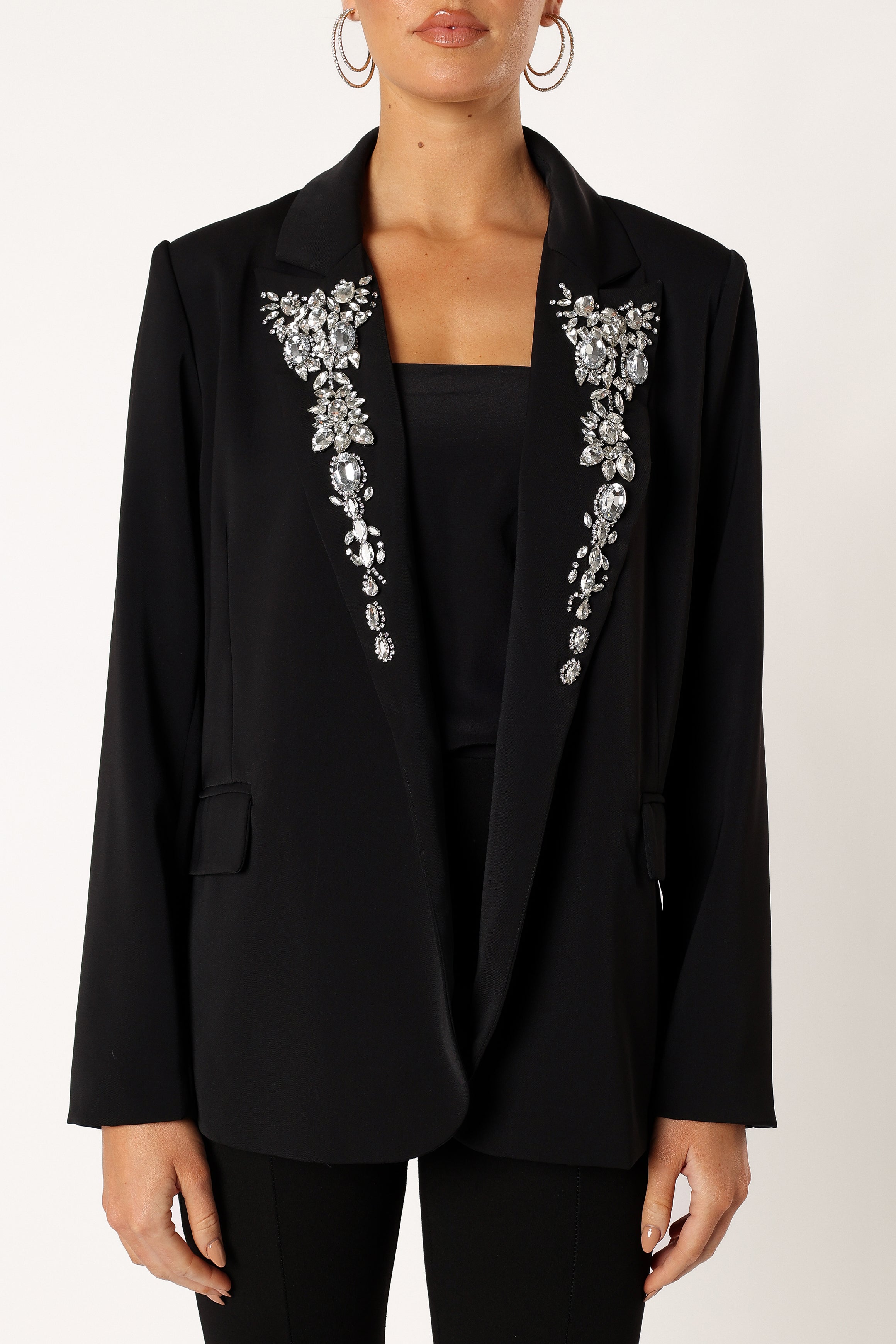 Petal and Pup USA OUTERWEAR Aubree Embellished Blazer - Black