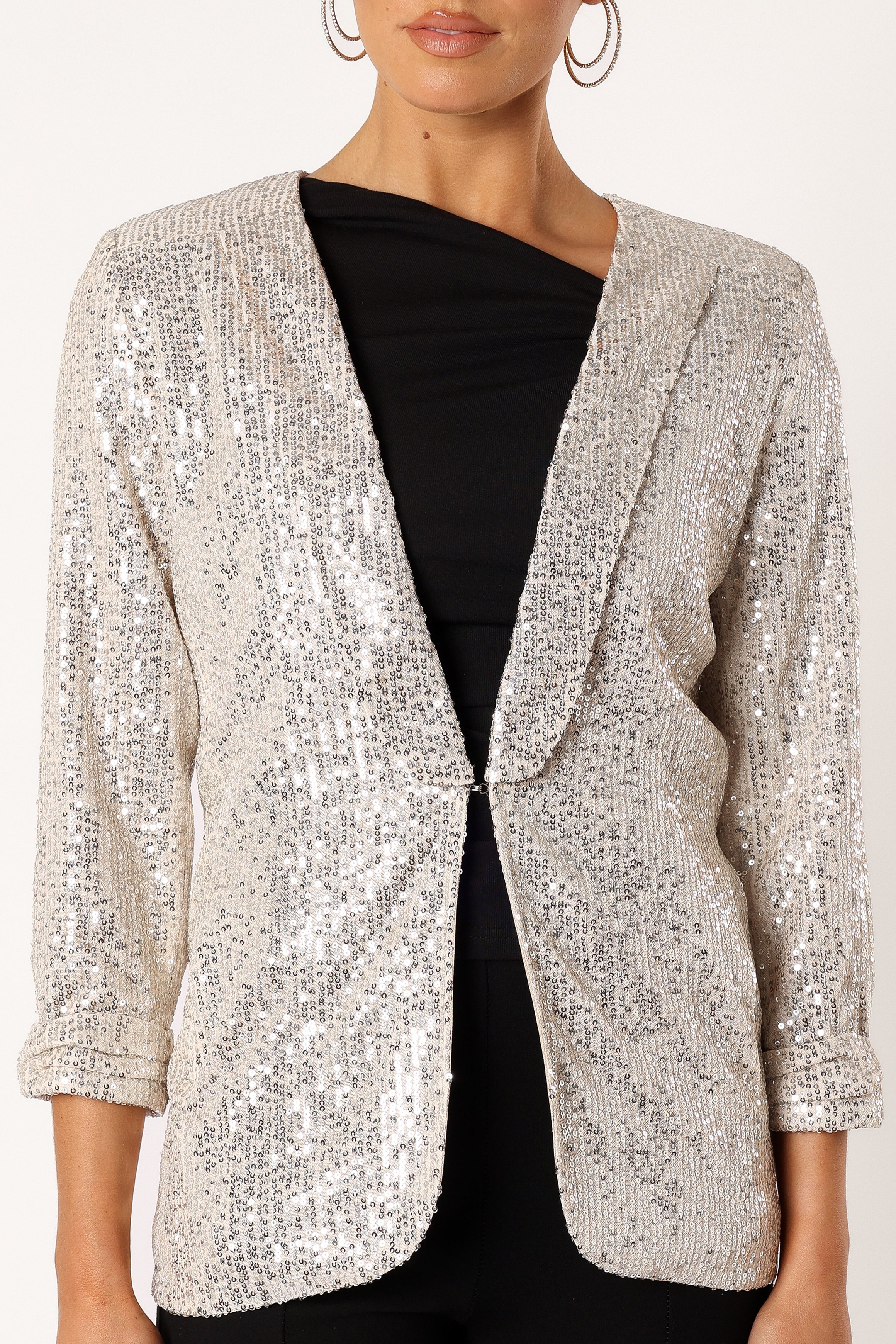 Petal and Pup USA OUTERWEAR Camille Sequin Blazer - Silver