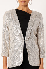 Petal and Pup USA OUTERWEAR Camille Sequin Blazer - Silver