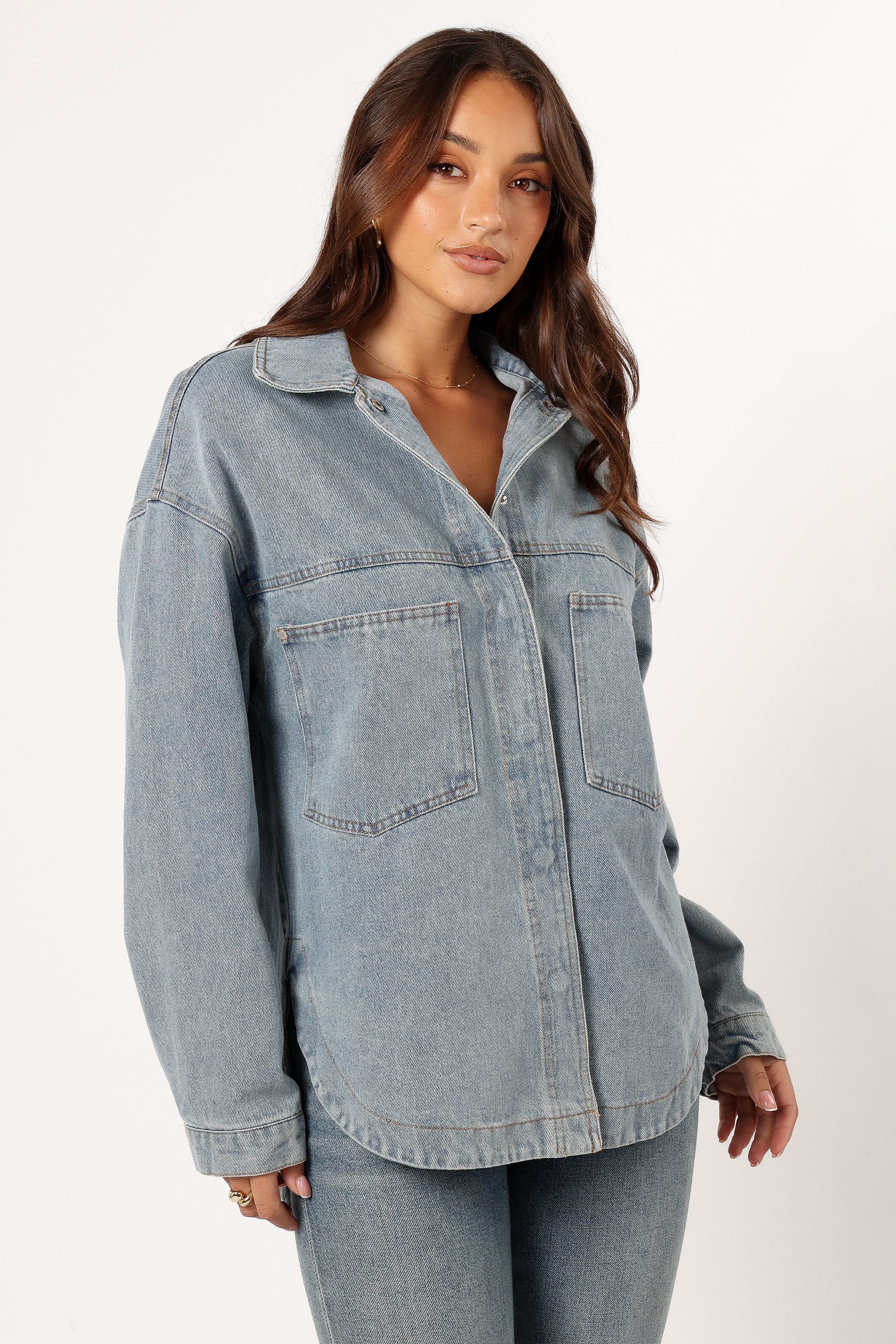 Petal and Pup USA OUTERWEAR Cassie Oversized Denim Shacket - Blue