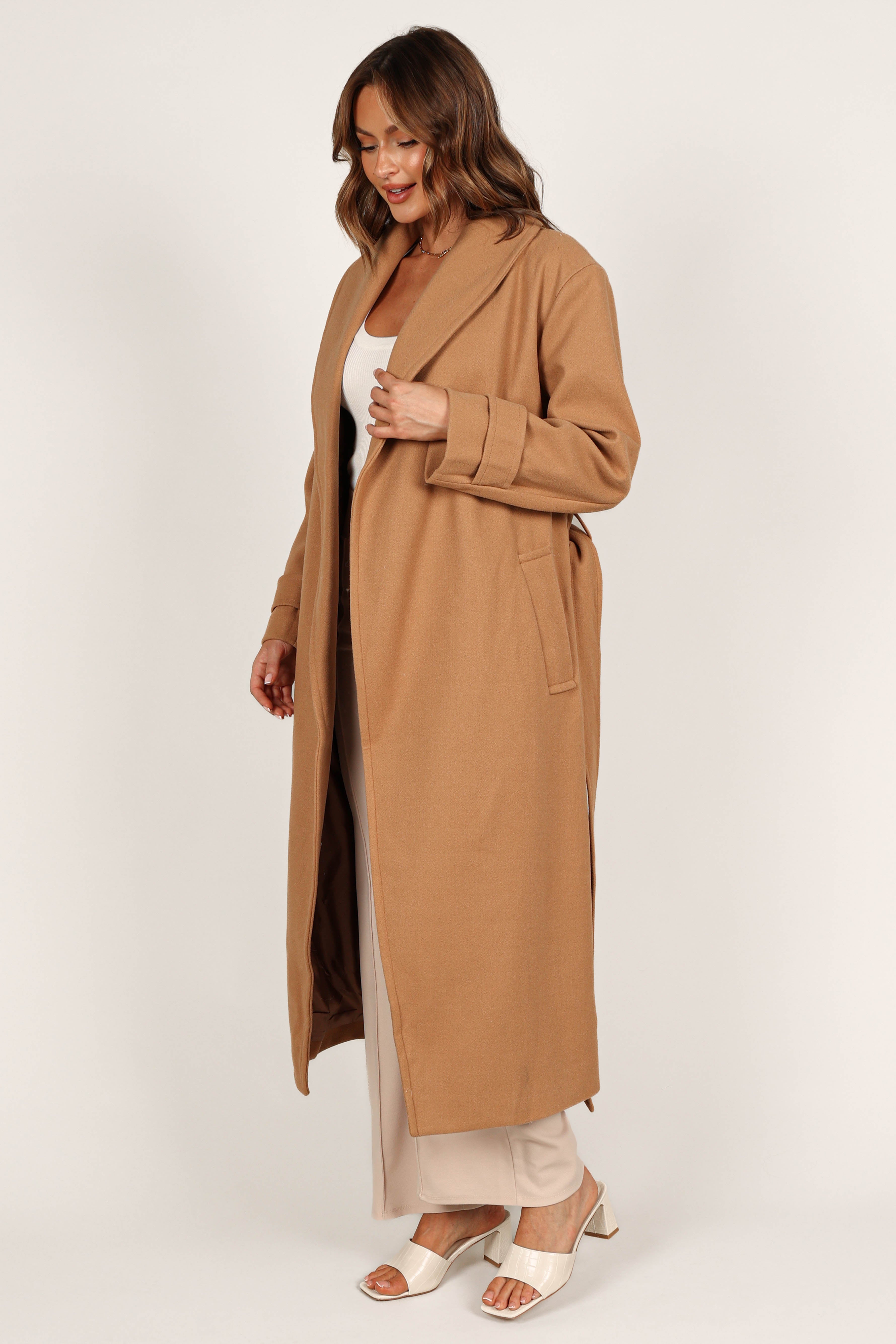 Petal and Pup USA OUTERWEAR Emersyn Tie Front Coat - Camel