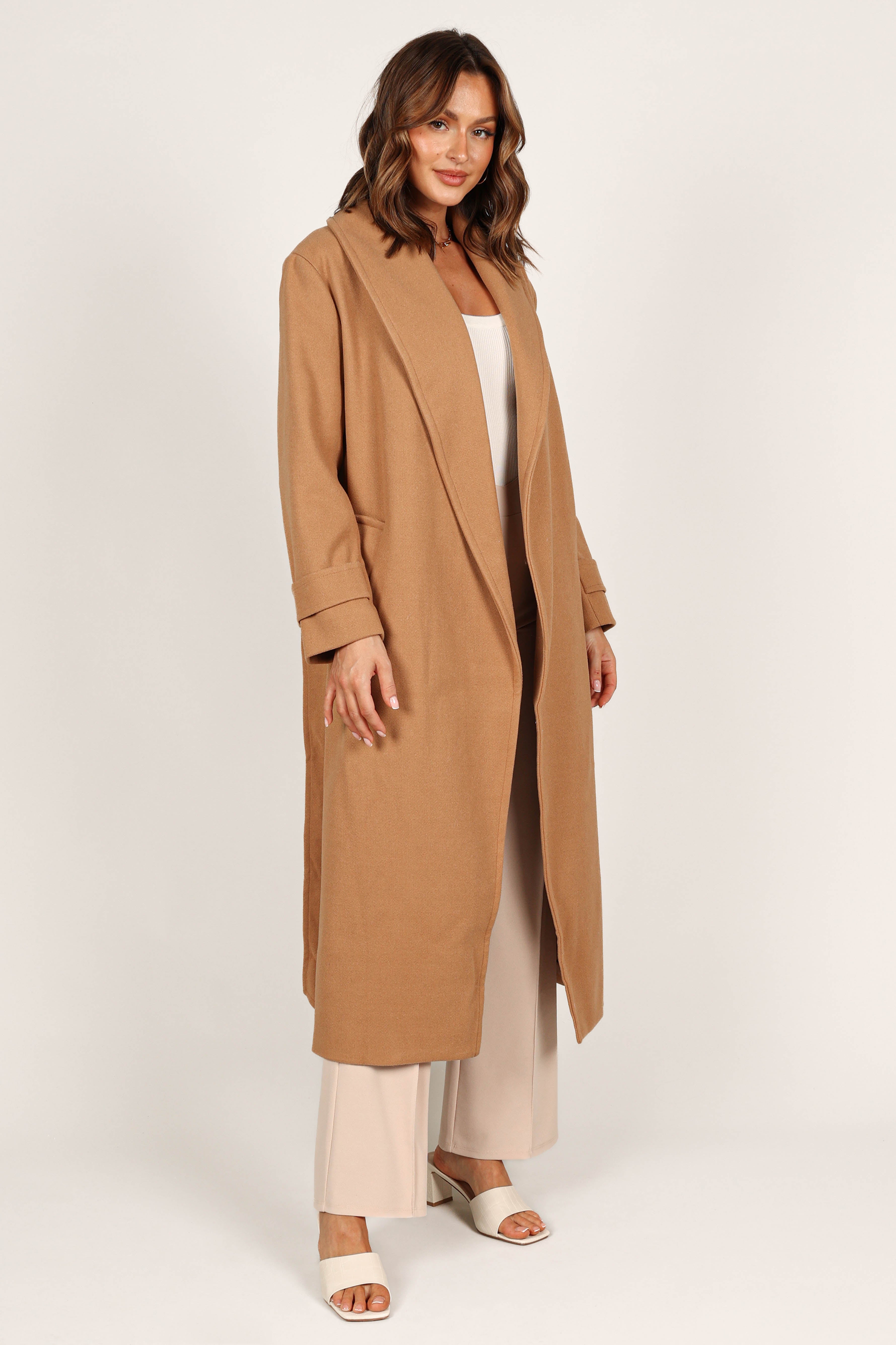 Petal and Pup USA OUTERWEAR Emersyn Tie Front Coat - Camel