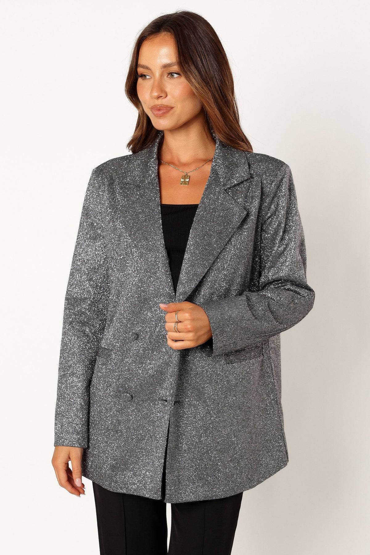 Petal and Pup USA OUTERWEAR Kaliyah Shimmer Blazer - Black