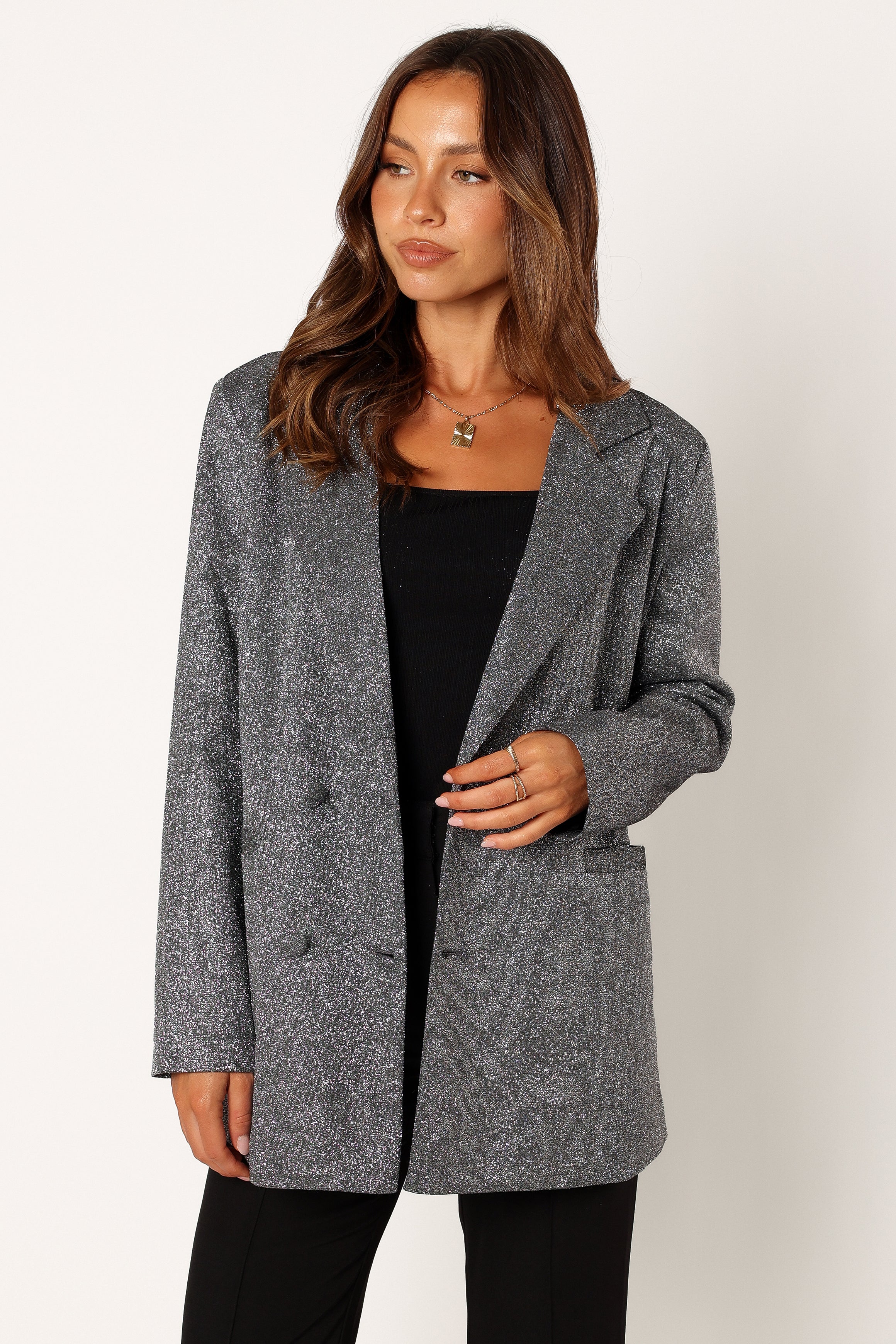 Petal and Pup USA OUTERWEAR Kaliyah Shimmer Blazer - Black