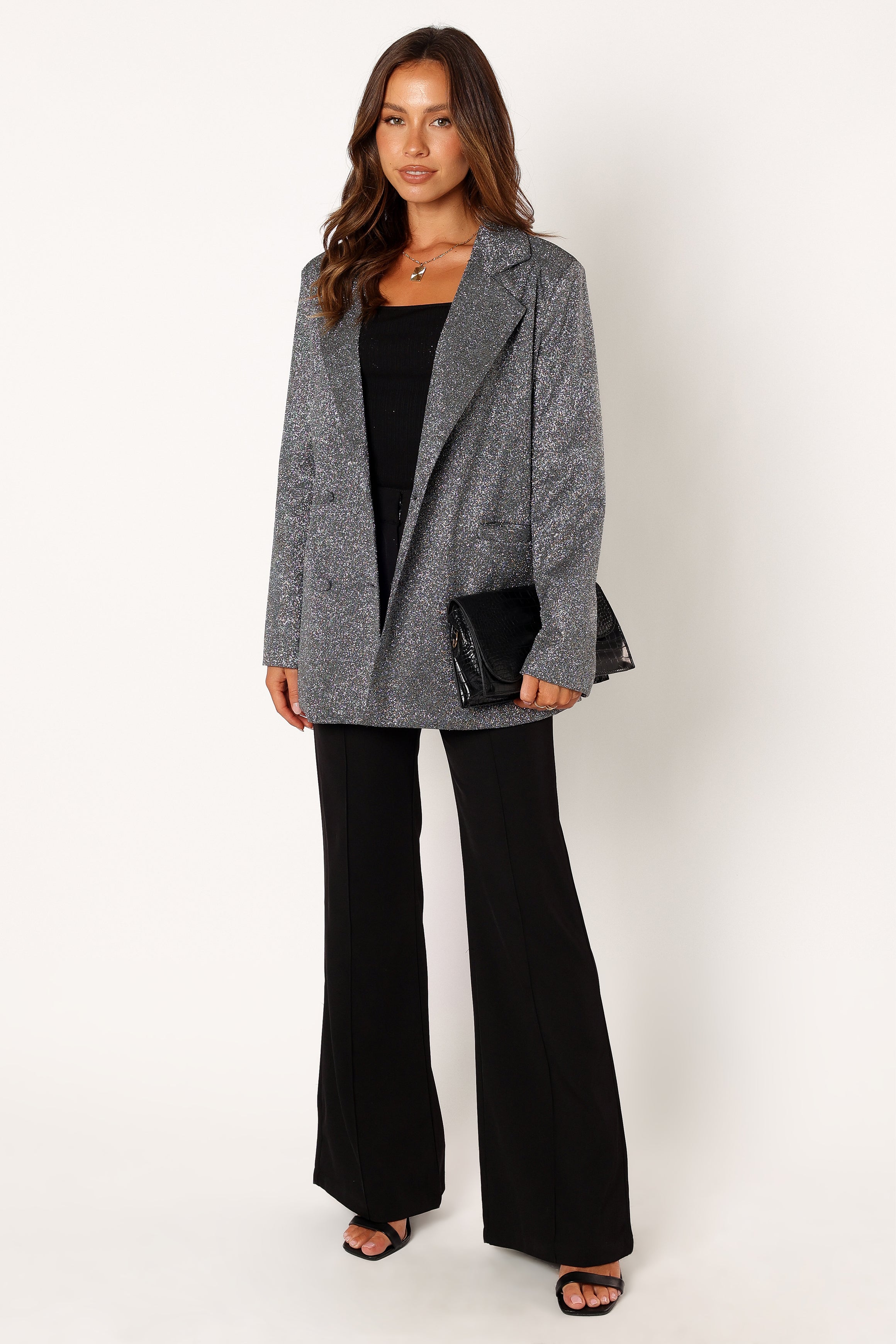 Petal and Pup USA OUTERWEAR Kaliyah Shimmer Blazer - Black