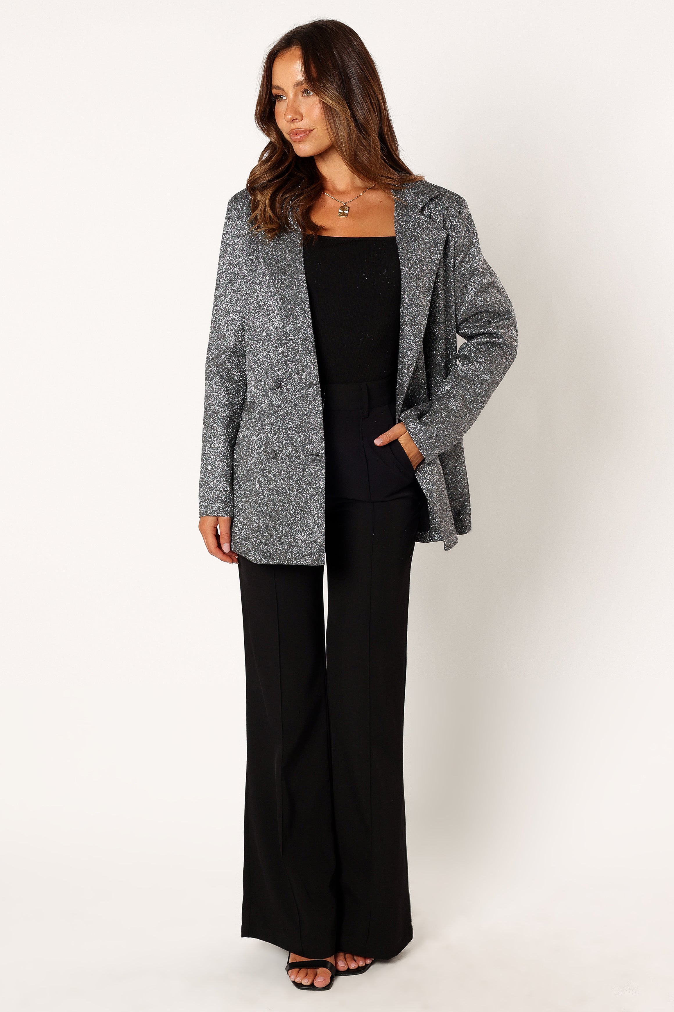 Petal and Pup USA OUTERWEAR Kaliyah Shimmer Blazer - Black