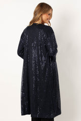 Petal and Pup USA OUTERWEAR Karsyn Open Front Sequin Duster - Navy