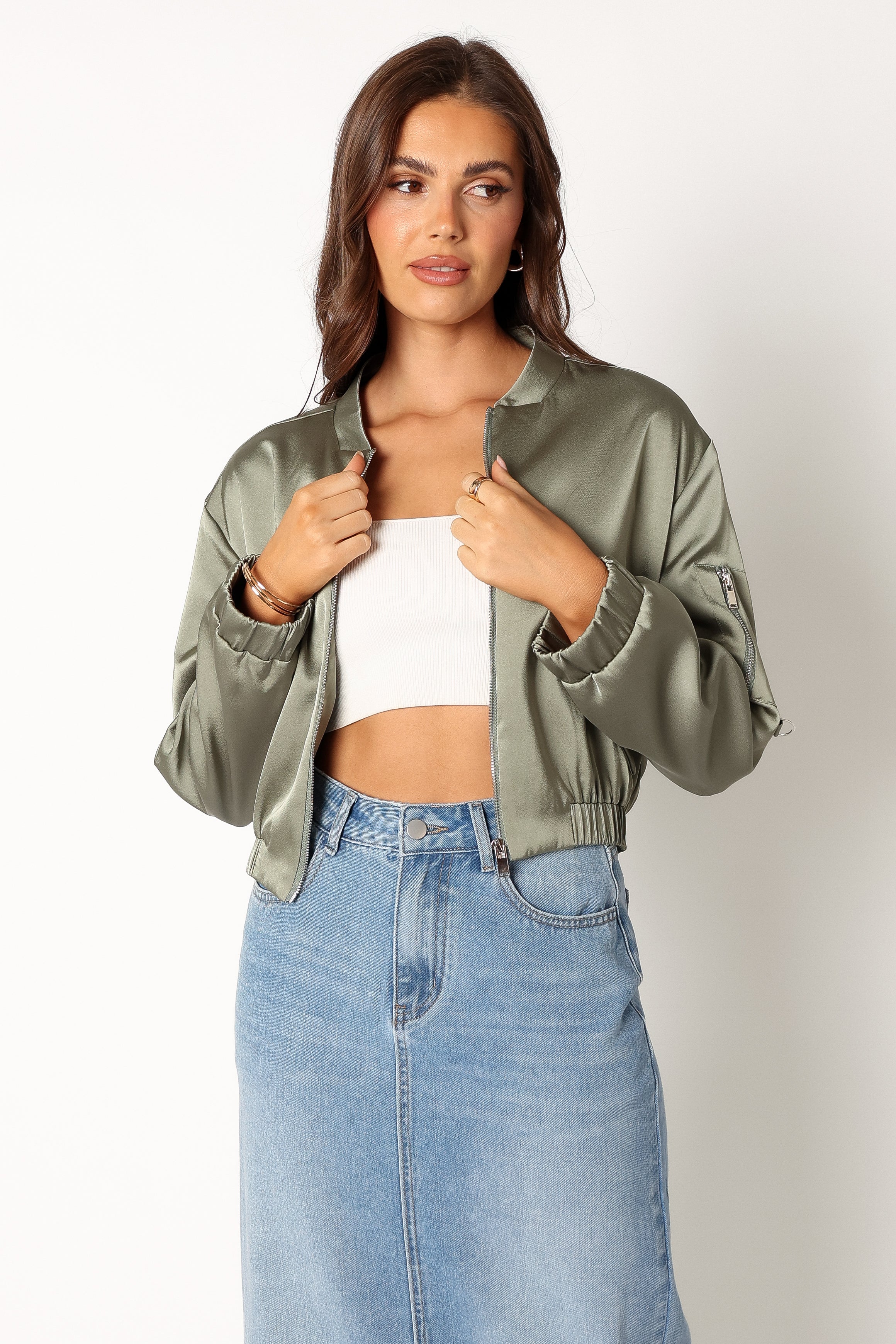 Petal and Pup USA OUTERWEAR Kyra Bomber Jacket - Sage