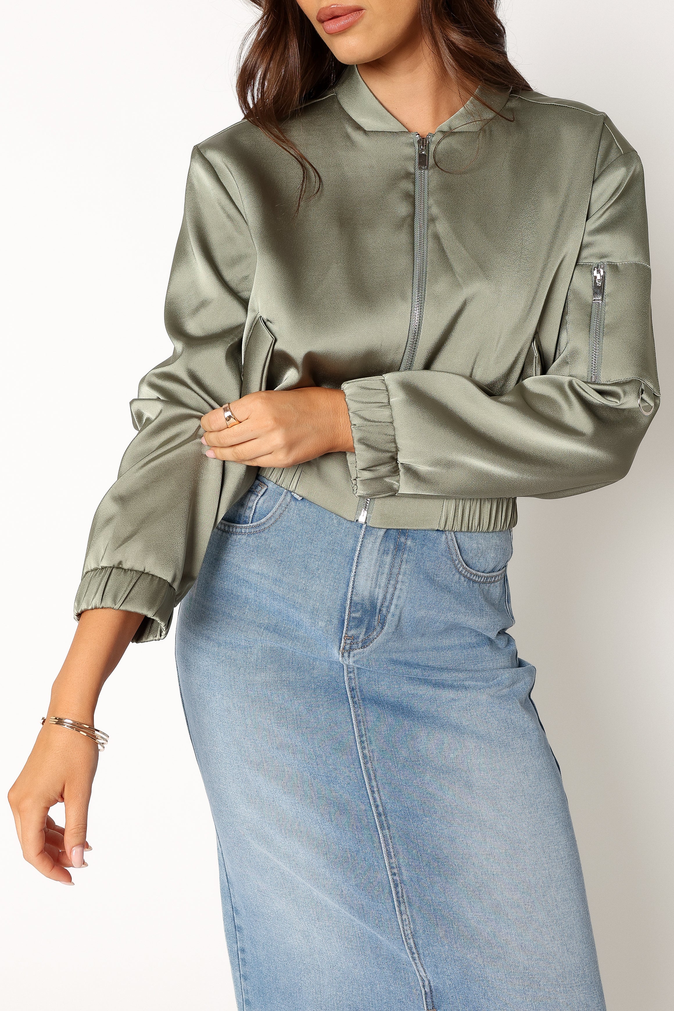 Petal and Pup USA OUTERWEAR Kyra Bomber Jacket - Sage