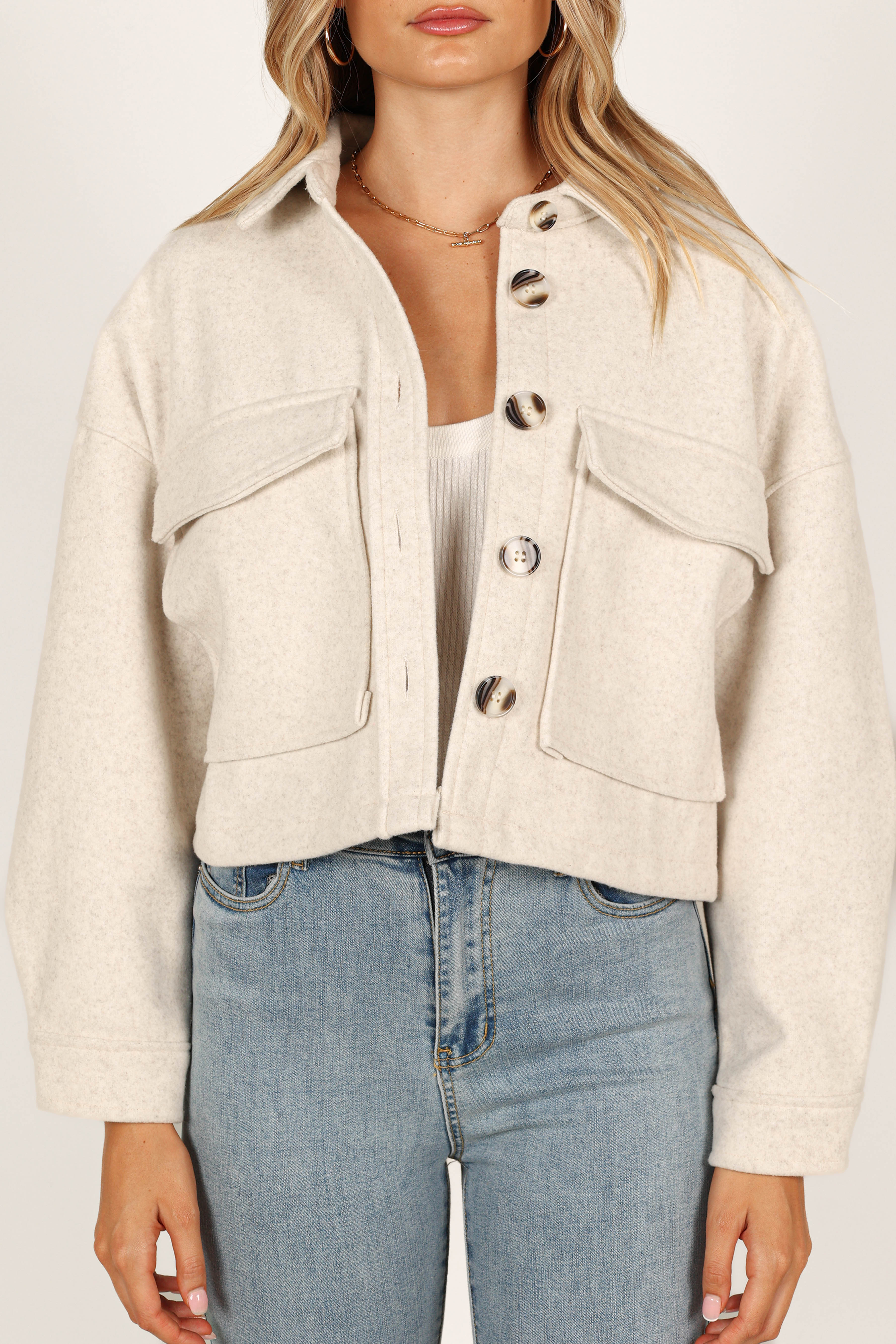 Petal and Pup USA OUTERWEAR Liliana Double Pocket Jacket - Cream