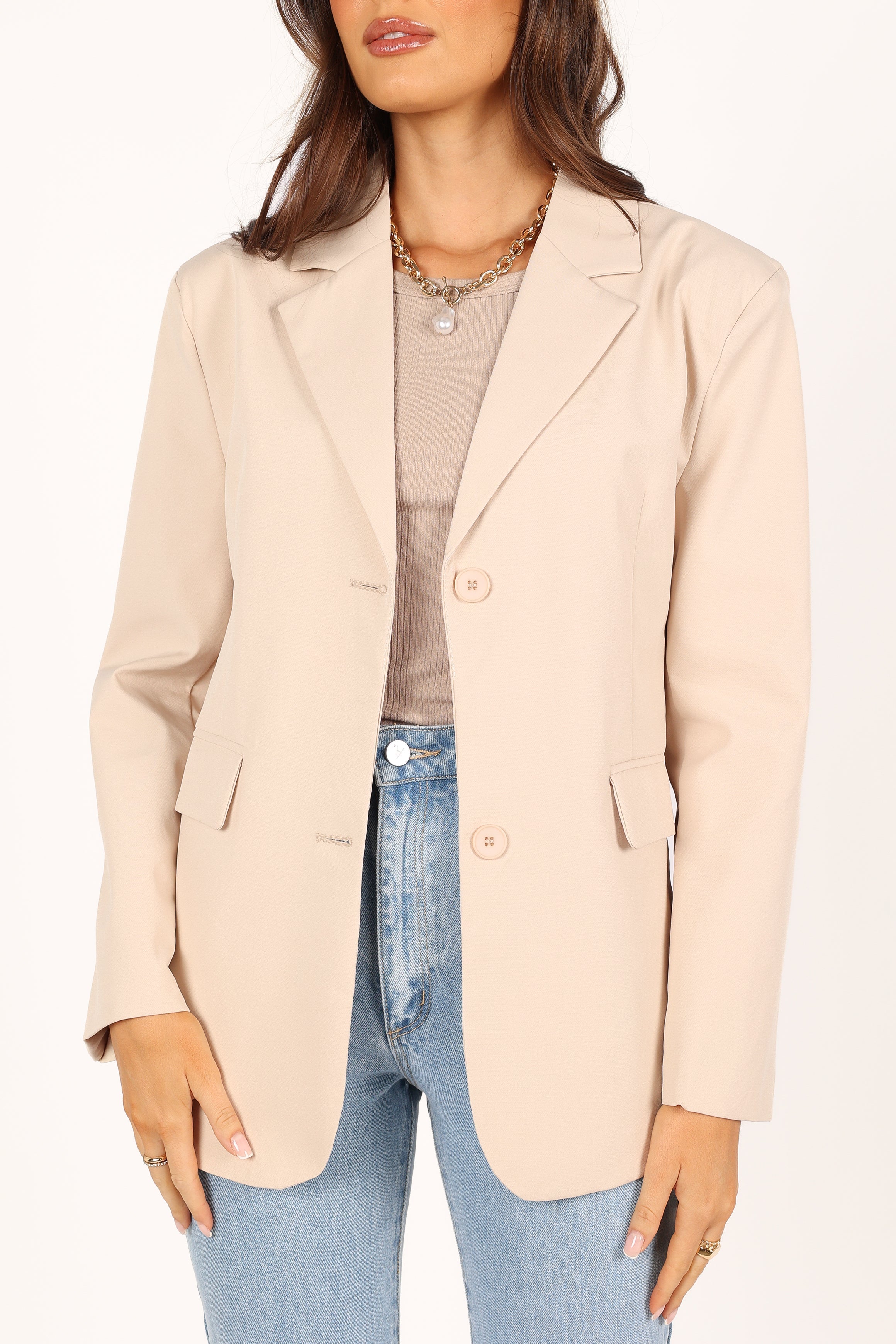 Petal and Pup USA Outerwear Myla Single Button Blazer - Cream