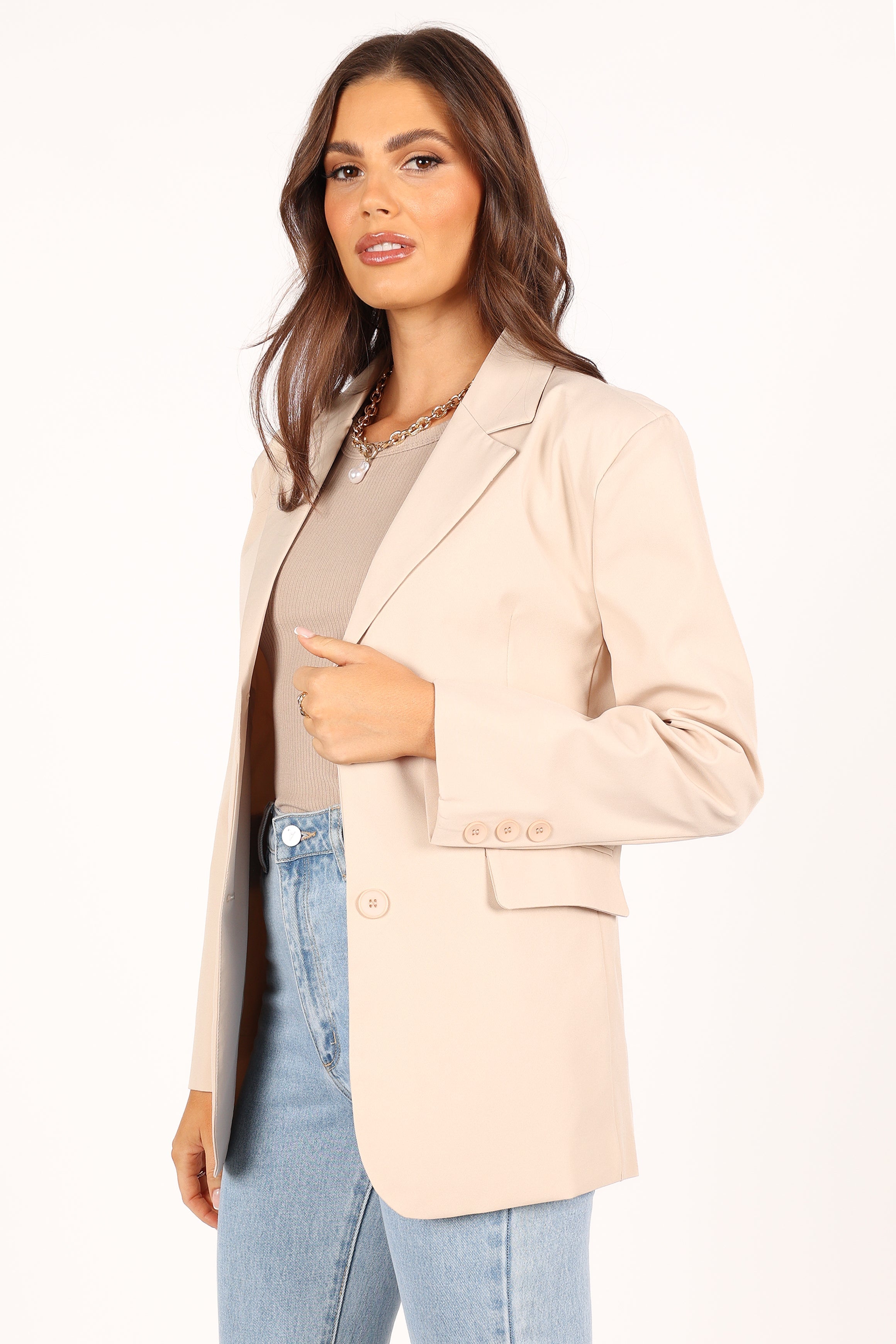 Petal and Pup USA Outerwear Myla Single Button Blazer - Cream