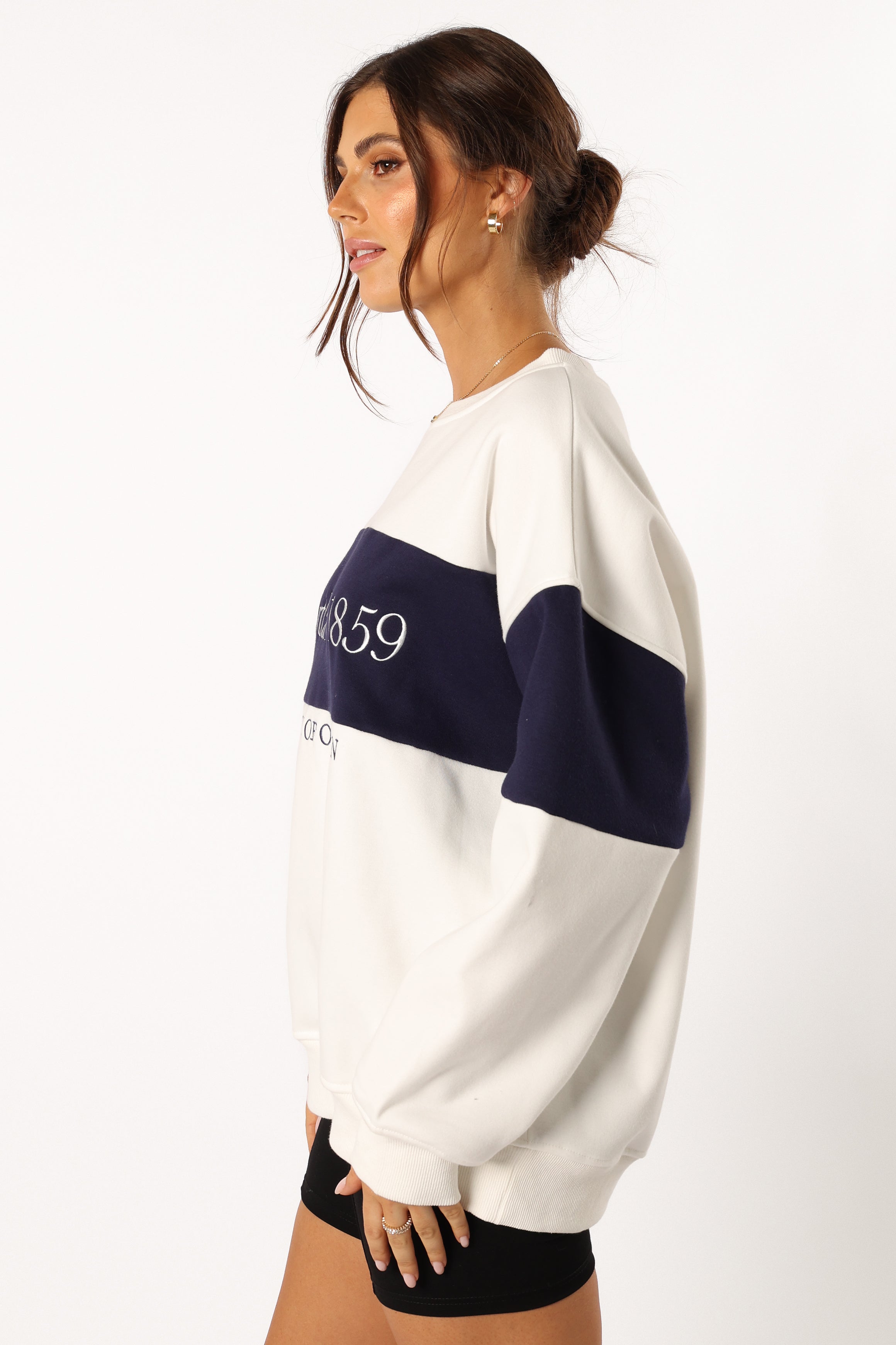 Petal and Pup USA OUTERWEAR Portland Colorblock Oversized Sweatshirt - White Navy