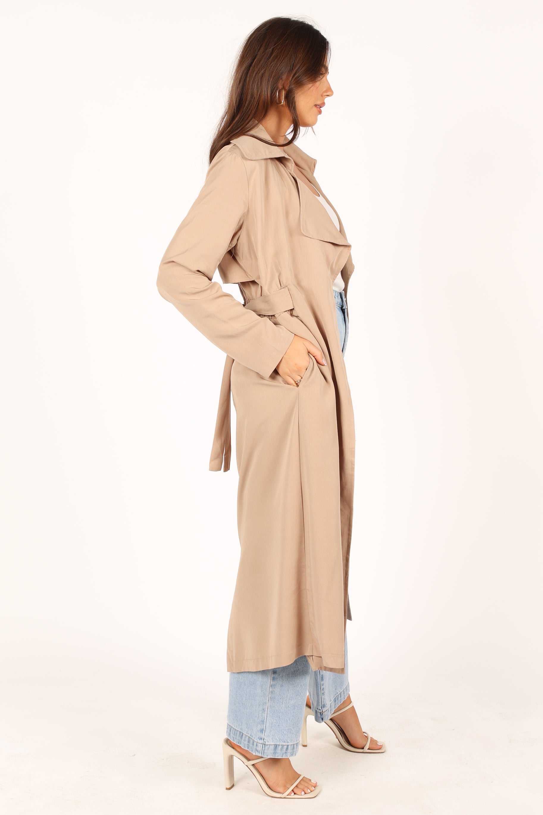 Petal and Pup USA Outerwear Robyn Tie Front Trench Coat - Beige