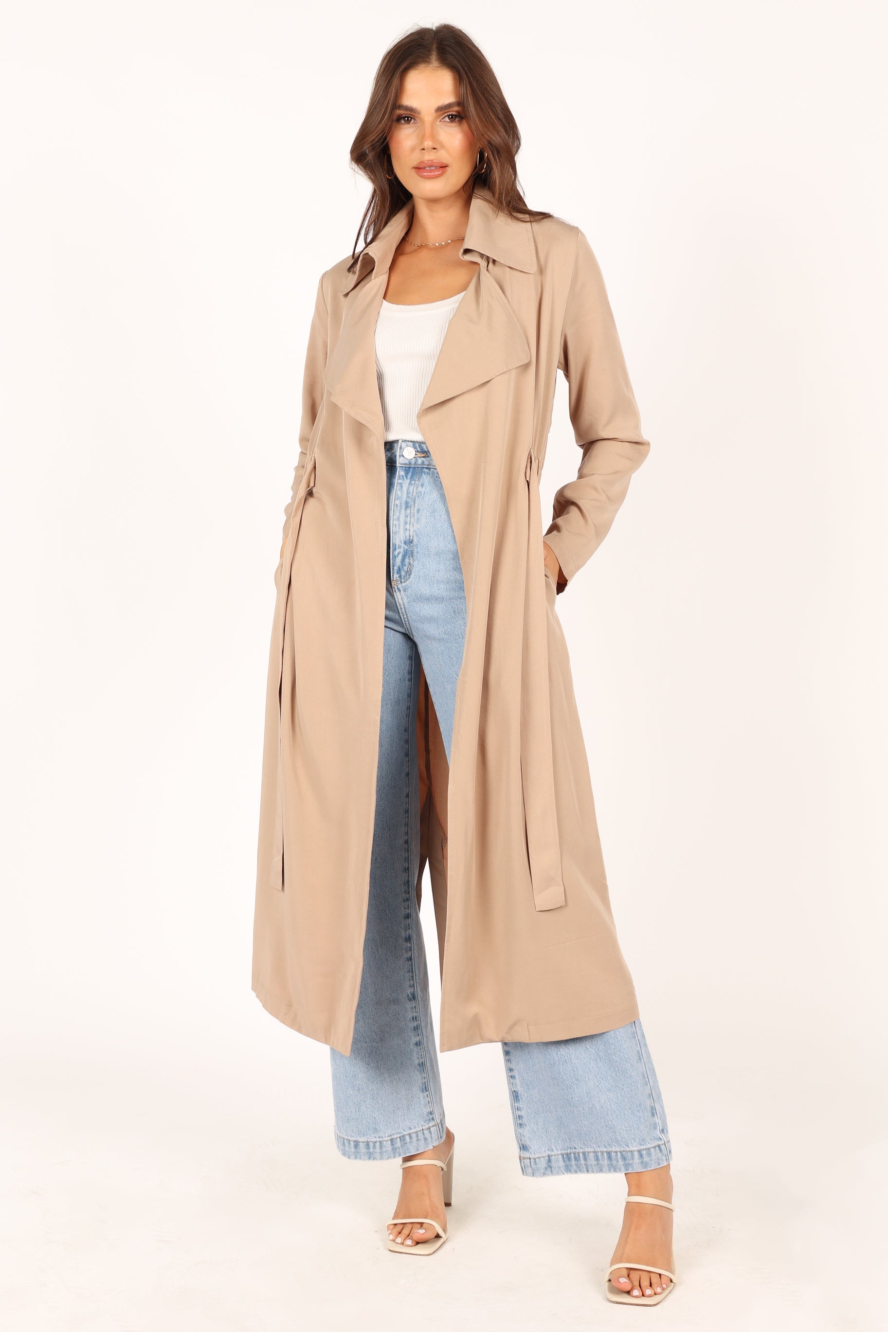Petal and Pup USA Outerwear Robyn Tie Front Trench Coat - Beige