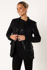 Petal and Pup USA OUTERWEAR Sawyer Sequin Blazer - Black
