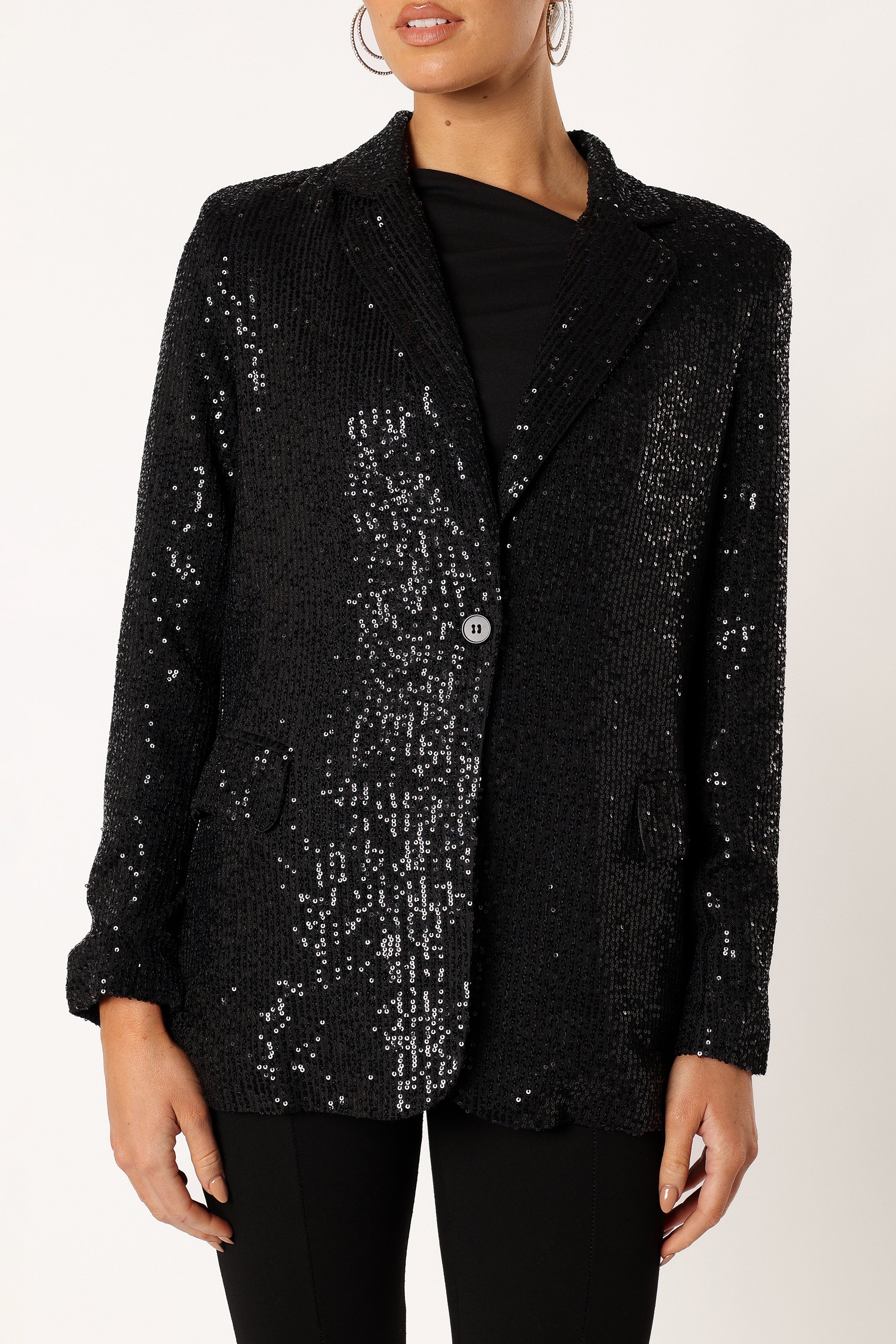 Petal and Pup USA OUTERWEAR Sawyer Sequin Blazer - Black