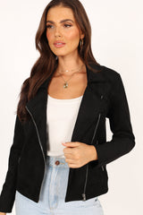 Petal and Pup USA Outerwear Spencer Faux Suede Moto Jacket - Black