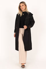 Petal and Pup USA OUTERWEAR Trina Button Front Trench Coat - Black