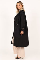 Petal and Pup USA OUTERWEAR Trina Button Front Trench Coat - Black