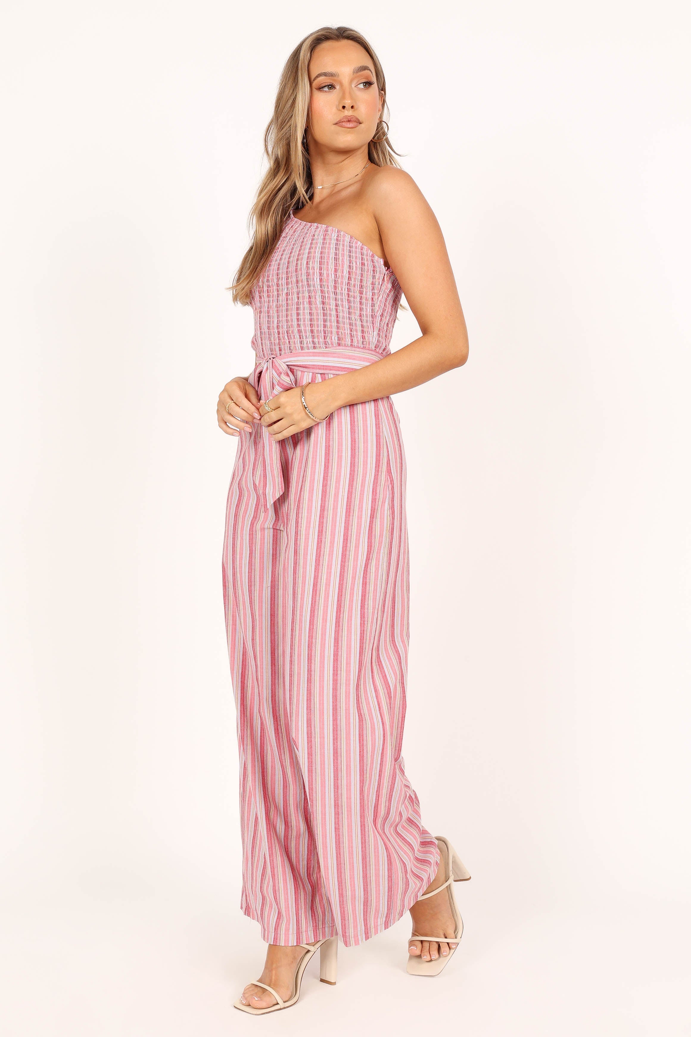 Petal and Pup USA Rompers Amilia One Shoulder Jumpsuit - Stripe