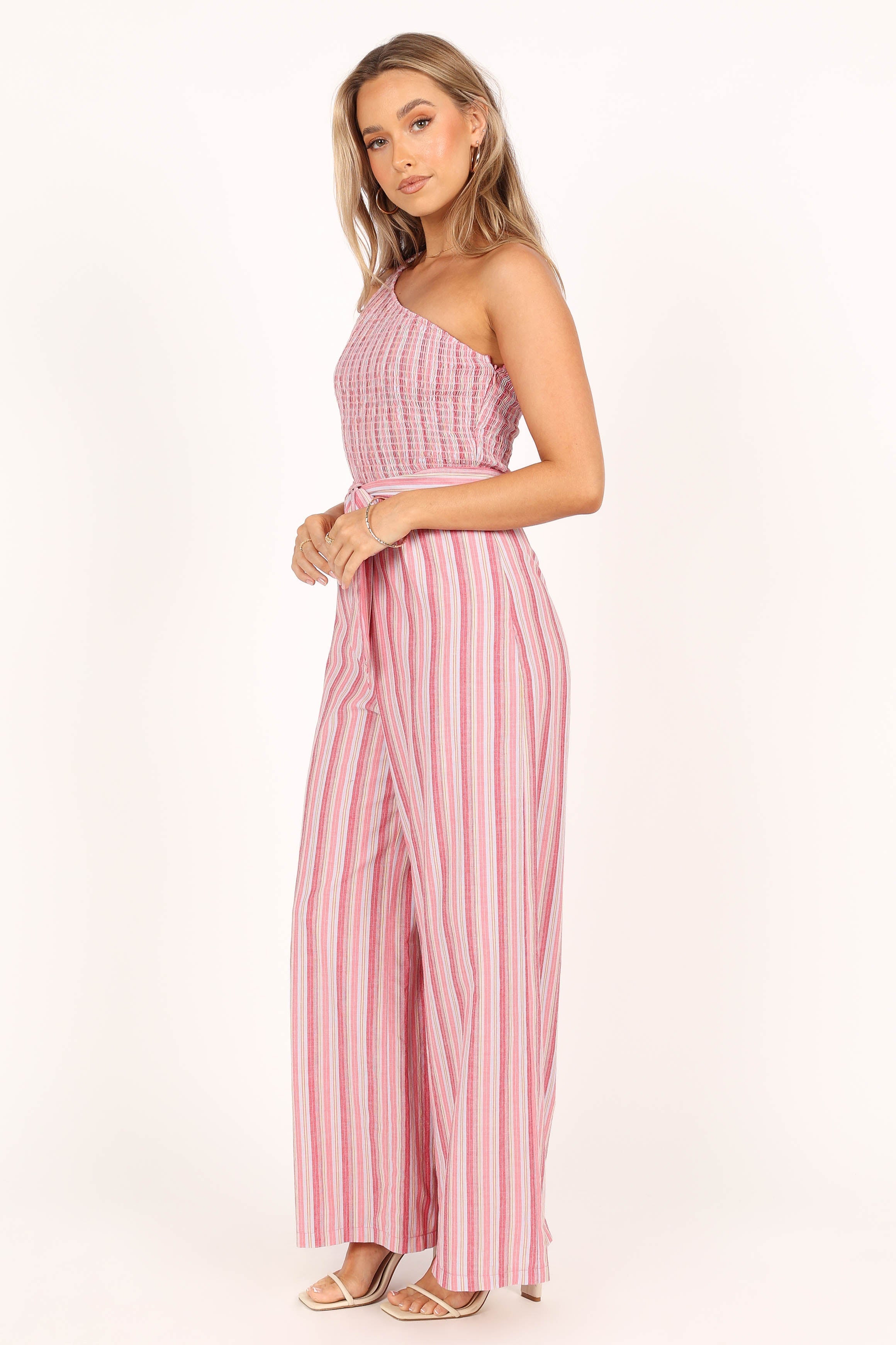 Petal and Pup USA Rompers Amilia One Shoulder Jumpsuit - Stripe