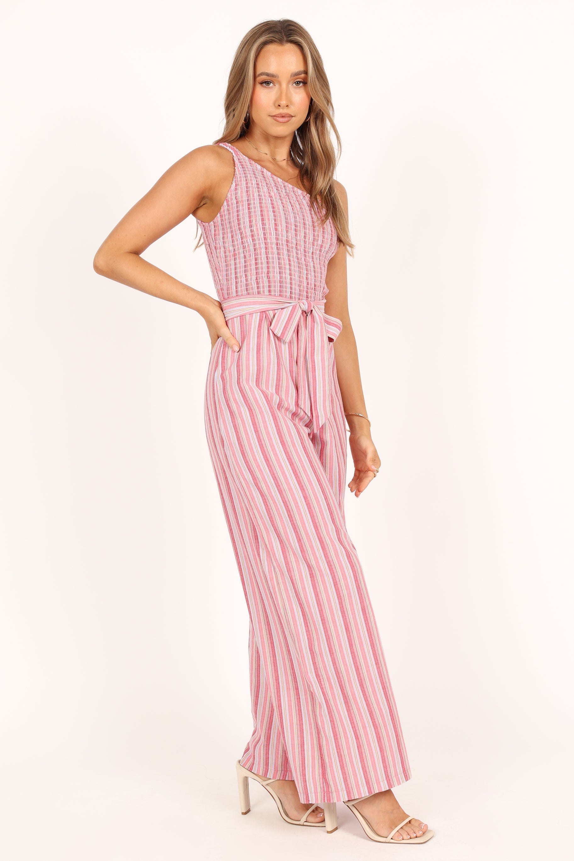 Petal and Pup USA Rompers Amilia One Shoulder Jumpsuit - Stripe