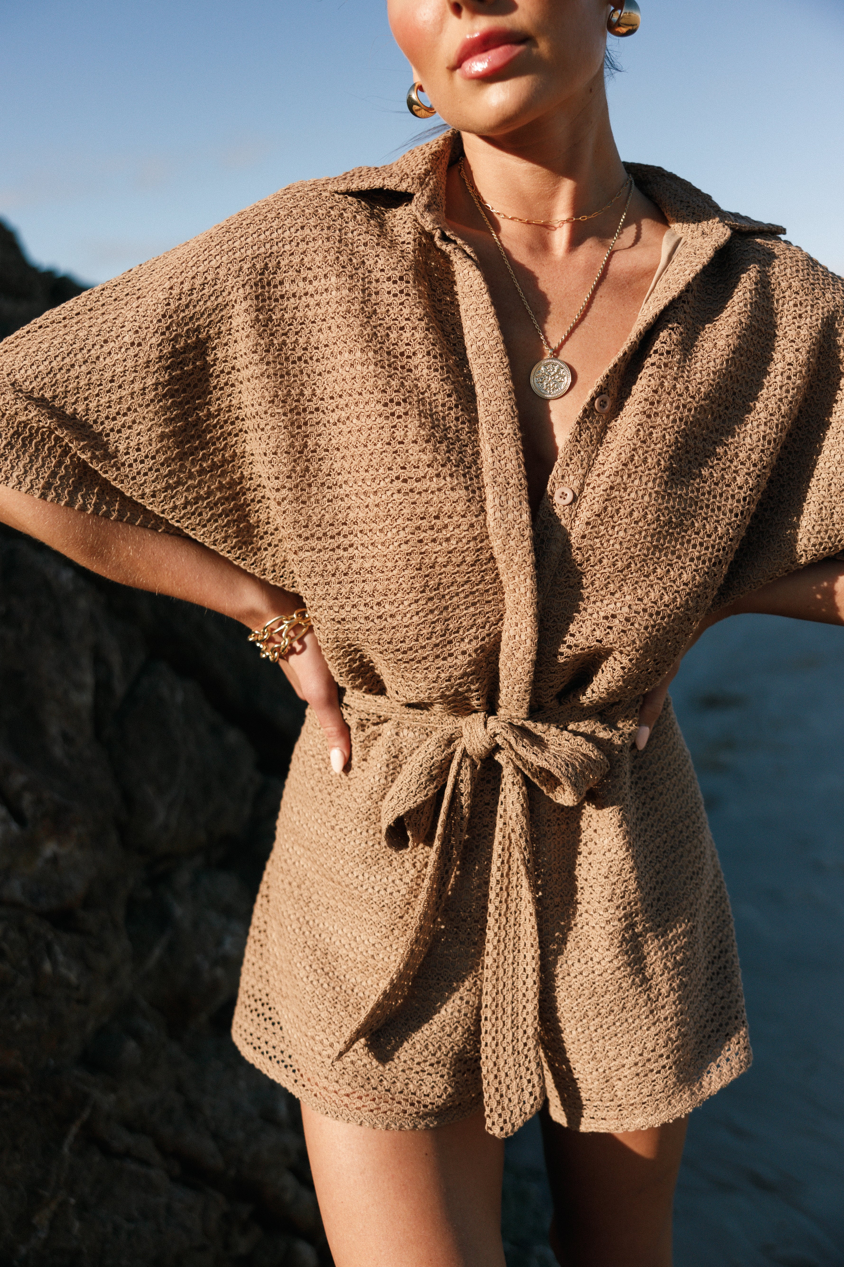 Petal and Pup USA Rompers Culpo Romper - Mocha