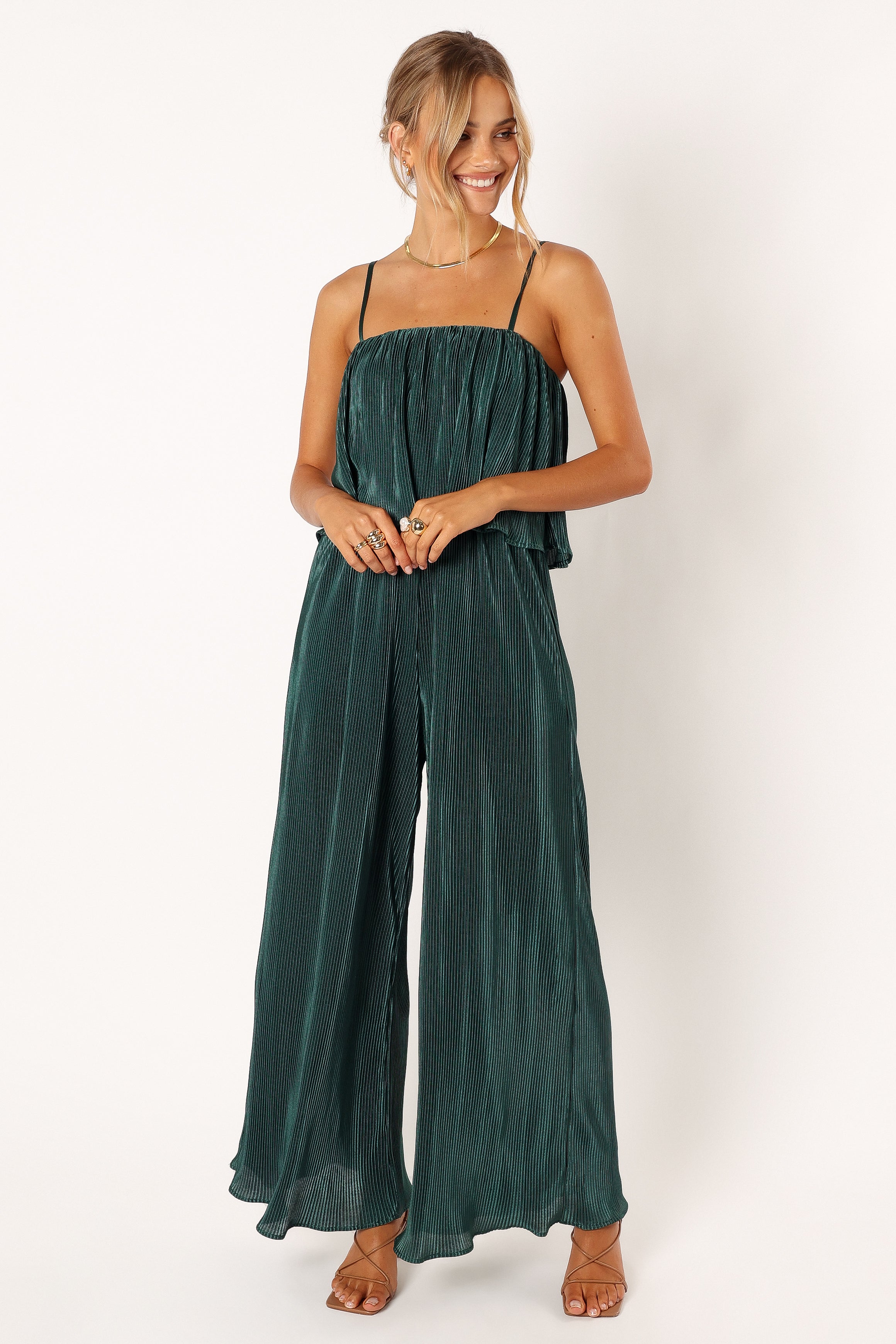 Petal and Pup USA Rompers Jillian Plisse Jumpsuit - Emerald