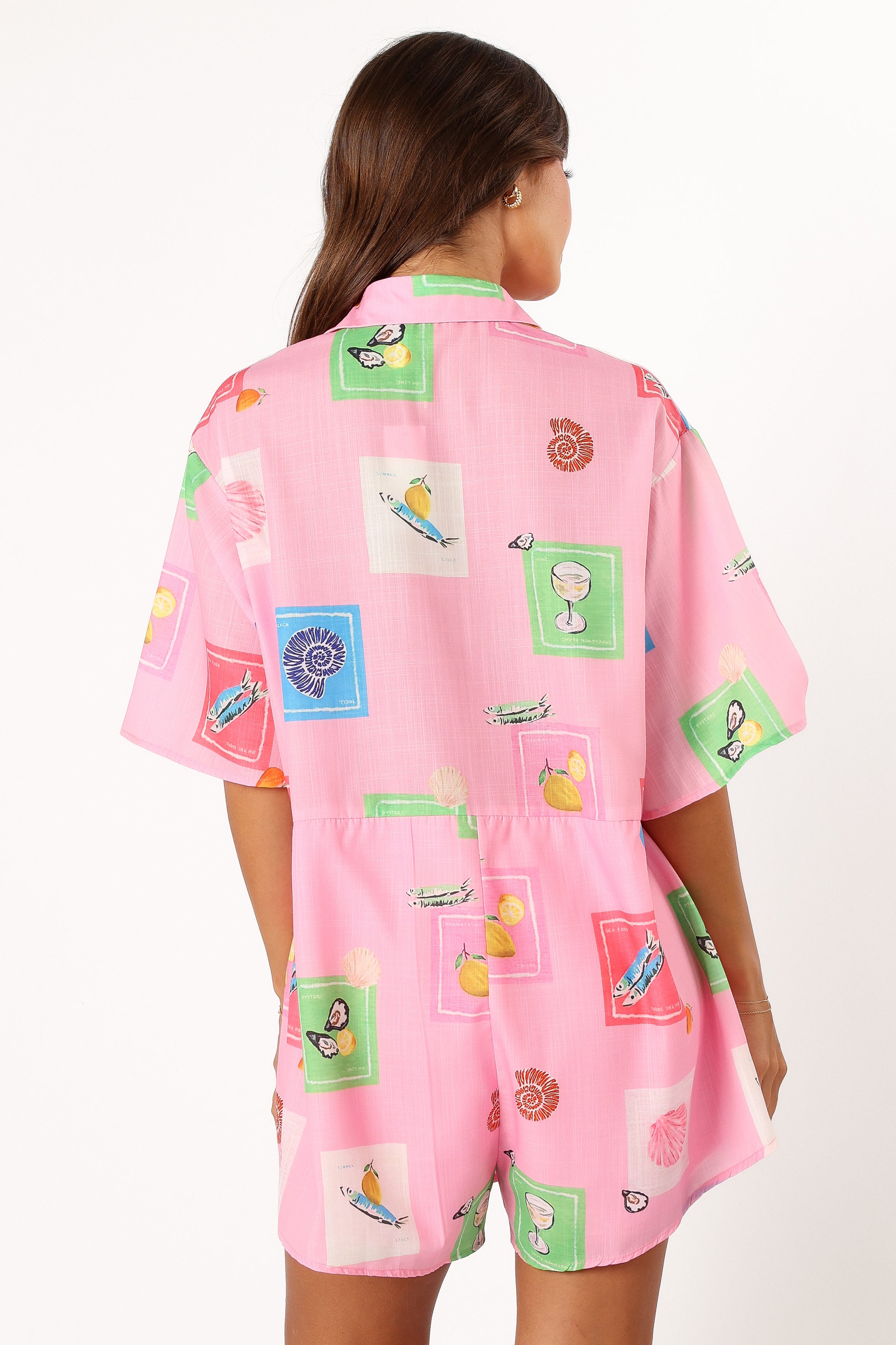 Petal and Pup USA Rompers Kellie Romper - Pink Stamp Print