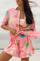 Petal and Pup USA Rompers Kellie Romper - Pink Stamp Print