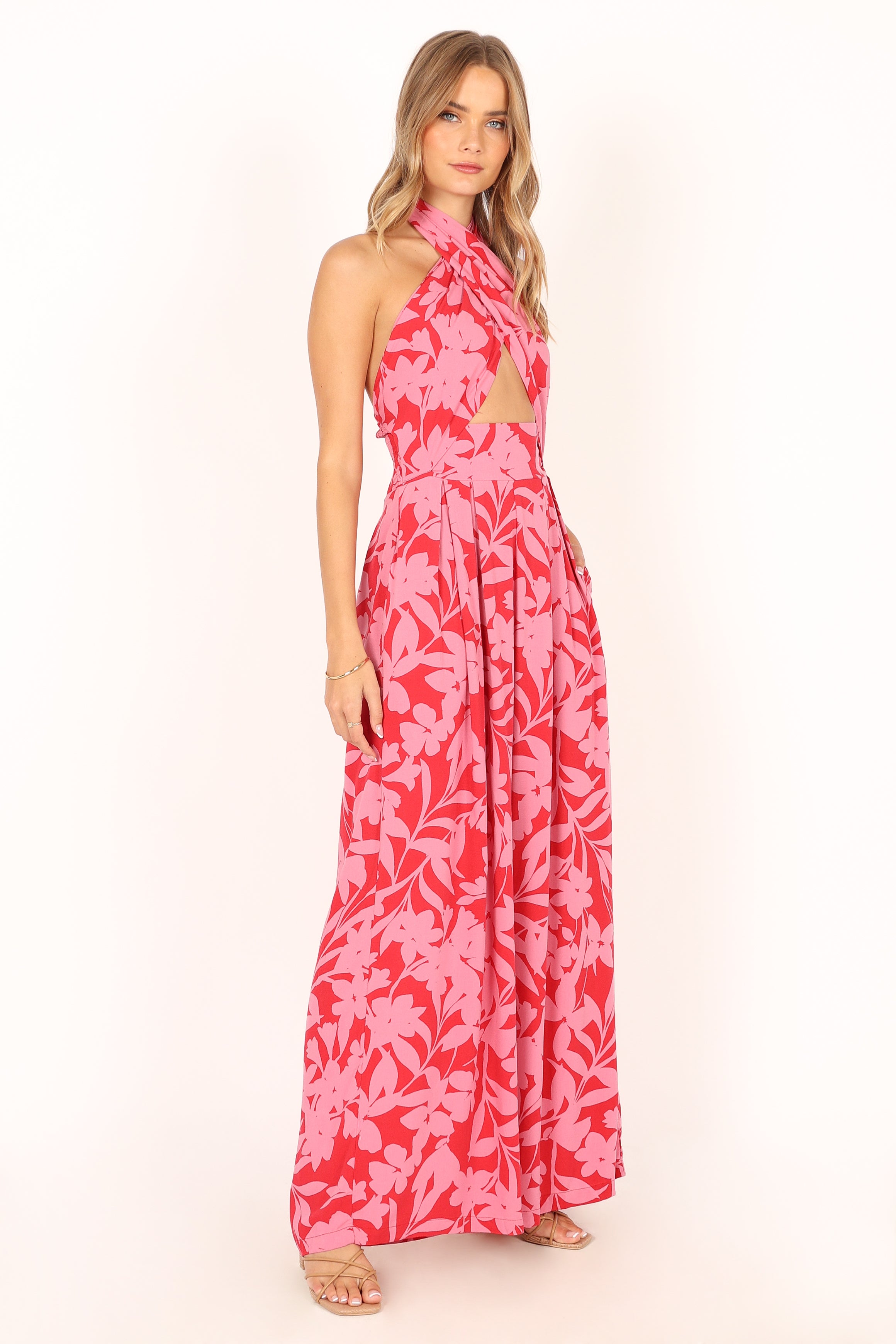 Petal and Pup USA Rompers LeLe Halter Jumpsuit - Red/Pink