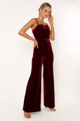 Petal and Pup USA Rompers Lexie Velvet Jumpsuit - Burgundy
