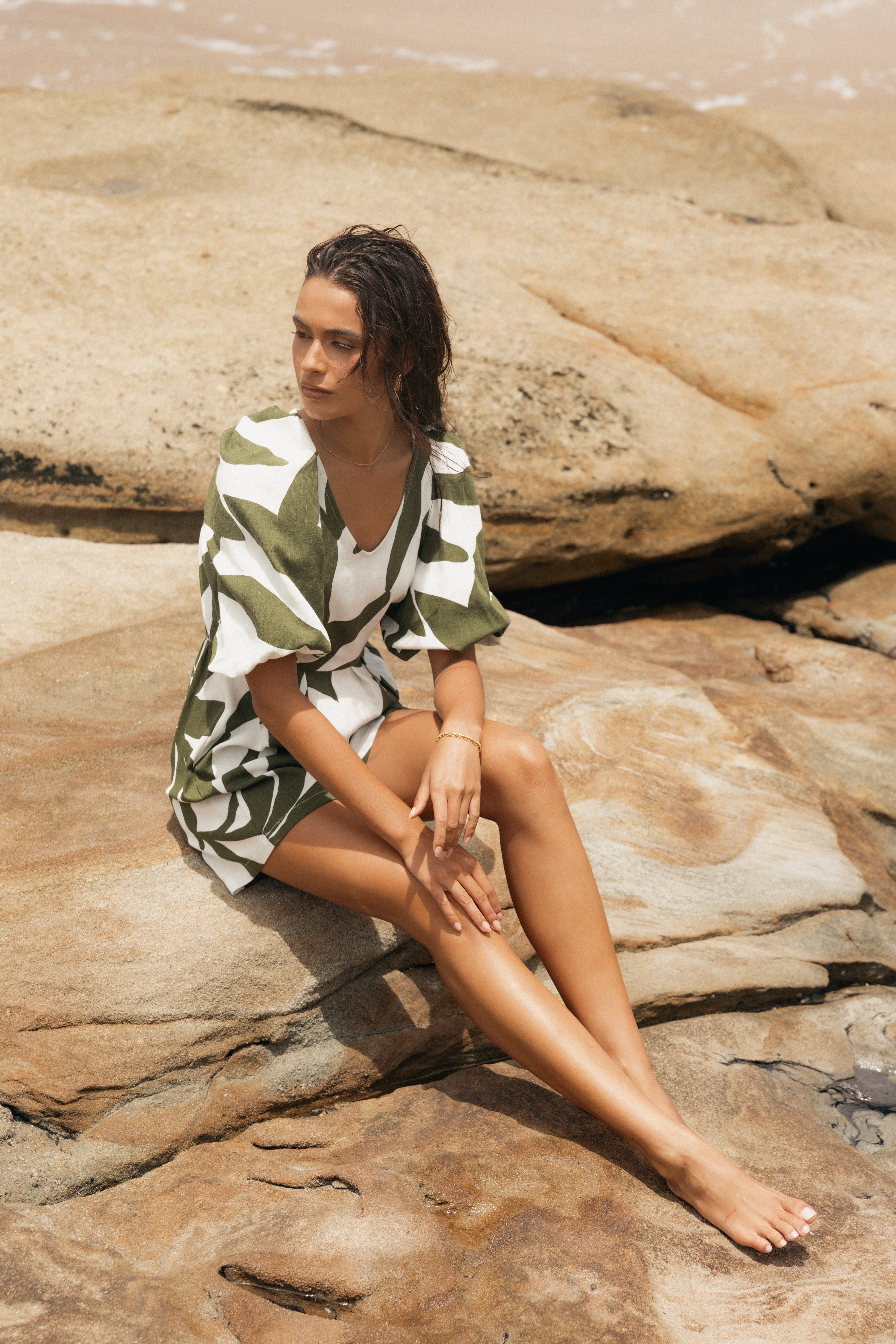 Petal and Pup USA Rompers Matilda Romper - Olive Palm (Hold for Sundial)