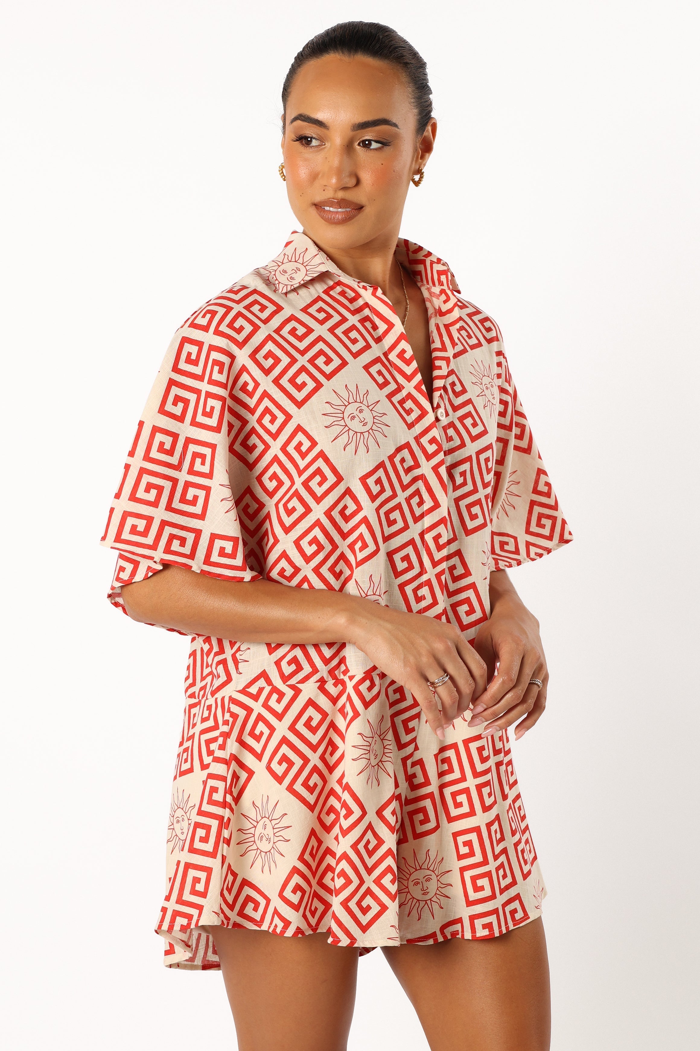 Petal and Pup USA Rompers Sebastian Romper - Beige Red