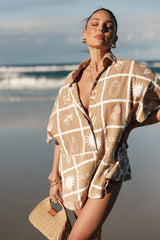 Petal and Pup USA Rompers Sebastian Romper - Tan Soleil Print