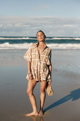 Petal and Pup USA Rompers Sebastian Romper - Tan Soleil Print