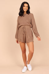 Petal and Pup USA Rompers Sloane Sweater Romper - Mocha