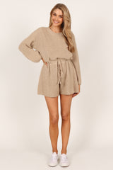 Petal and Pup USA Rompers Sloane Sweater Romper - Taupe