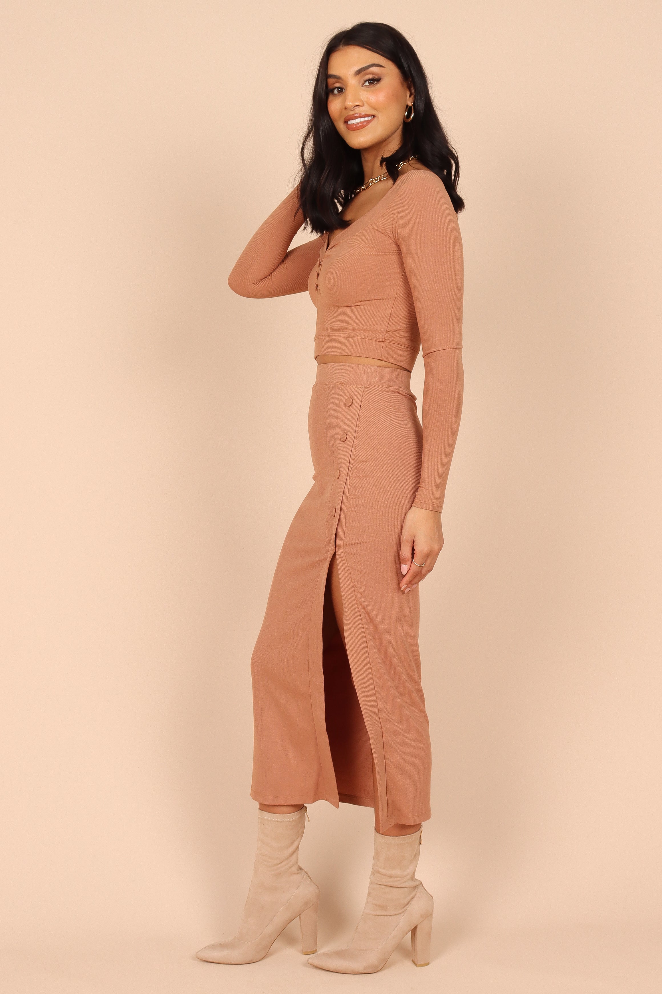 Petal and Pup USA SETS Amara Button Detail Set - Dusty Brown