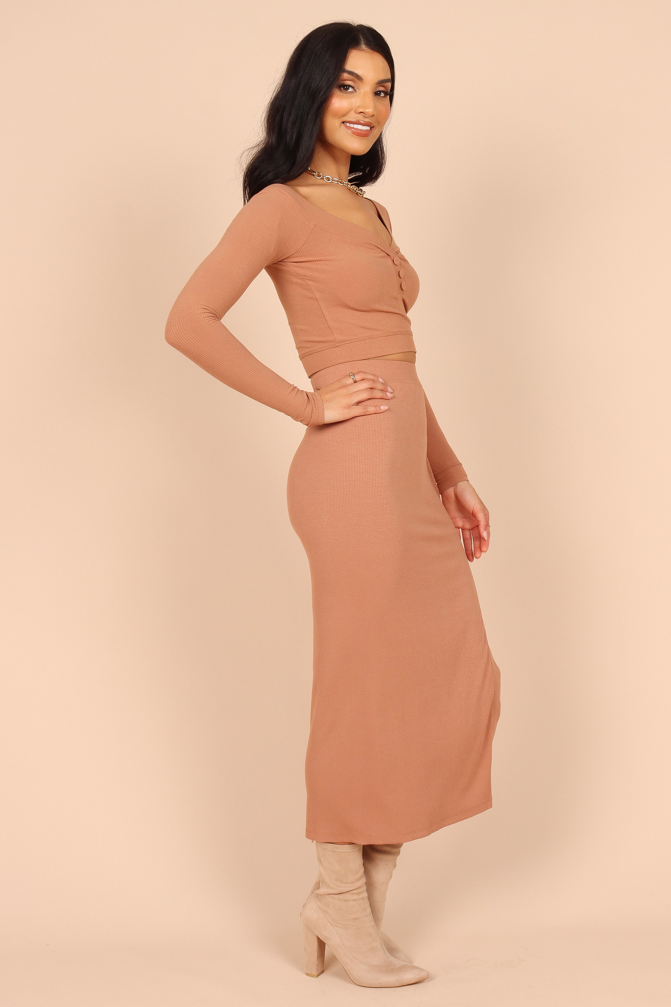 Petal and Pup USA SETS Amara Button Detail Set - Dusty Brown