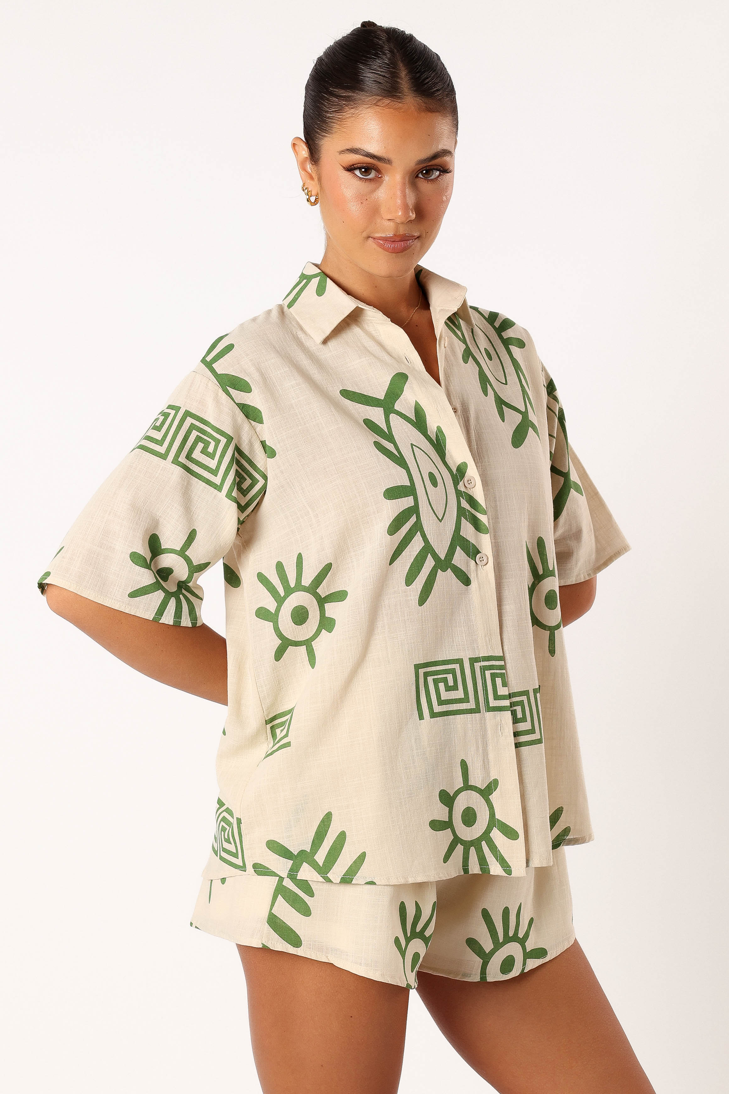 Petal and Pup USA SETS Baci Short Set - Beige Green