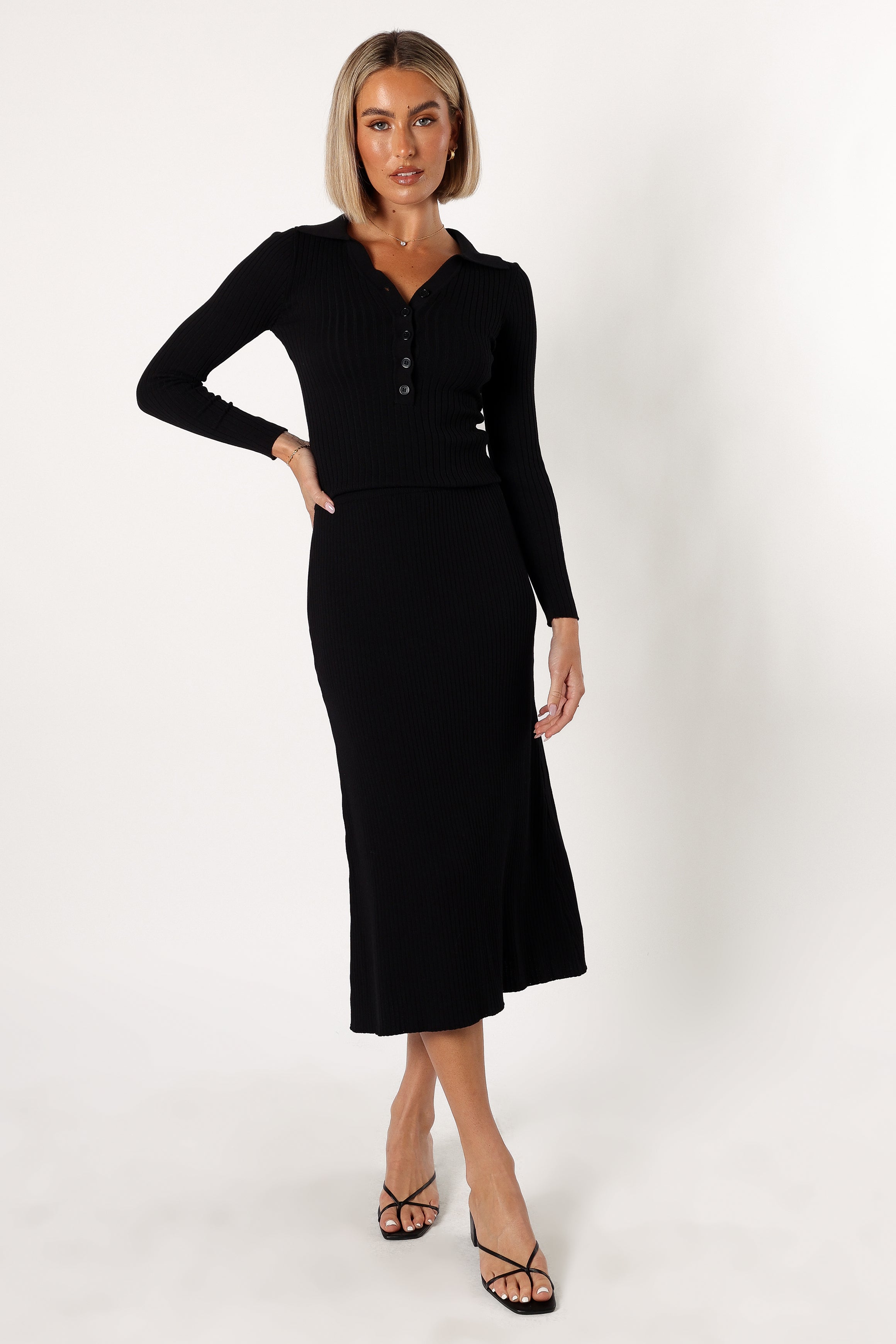 Petal and Pup USA SETS Cameron Knitted Set - Black