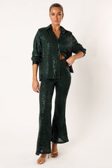 Petal and Pup USA SETS Darcy Sequin Two Piece Pant Set - Hunter Green