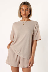 Petal and Pup USA SETS Granger Knit Short Set - Tan