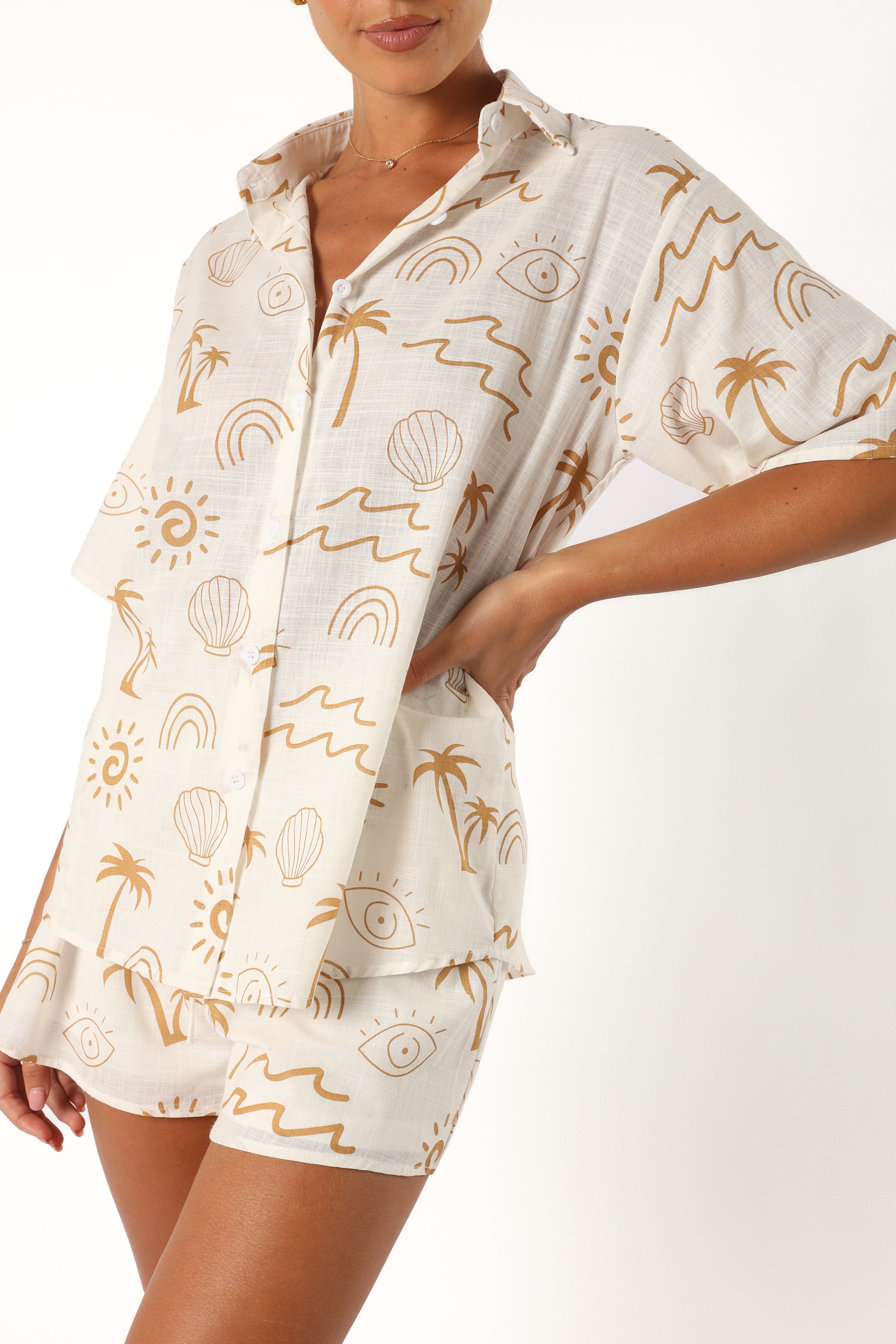 Petal and Pup USA SETS Tally Short Set - White Beige