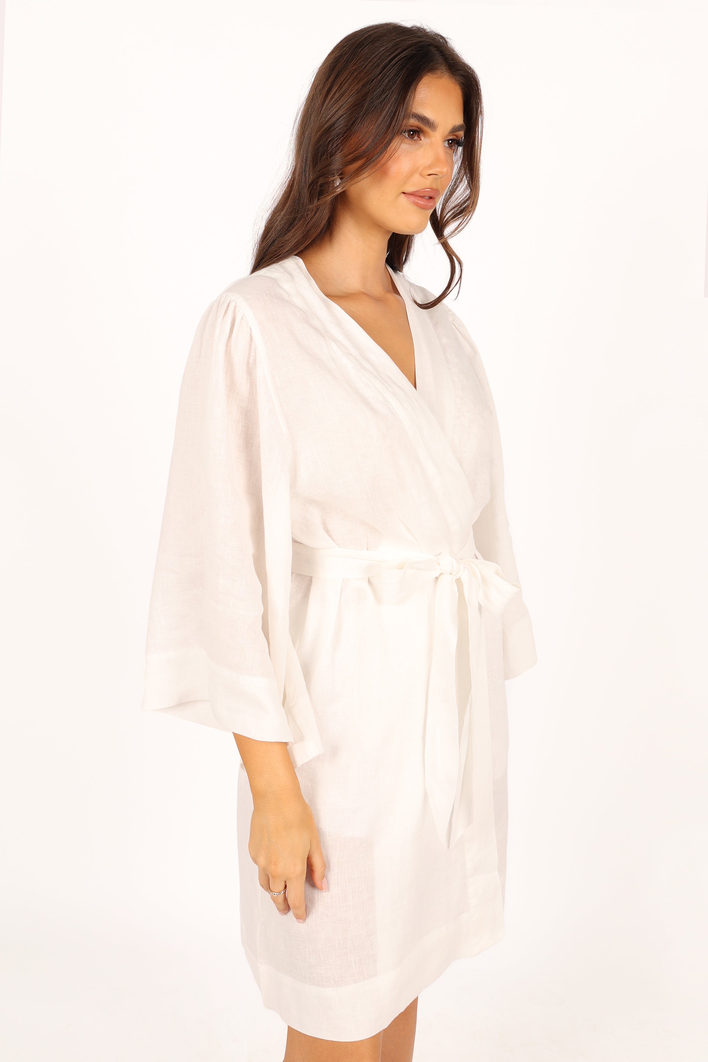 Petal and Pup USA SWIM & INTIMATES Nuala Linen Robe - Ivory