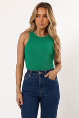 Petal and Pup USA TOPS Ari Ribbed Tank Top - Green